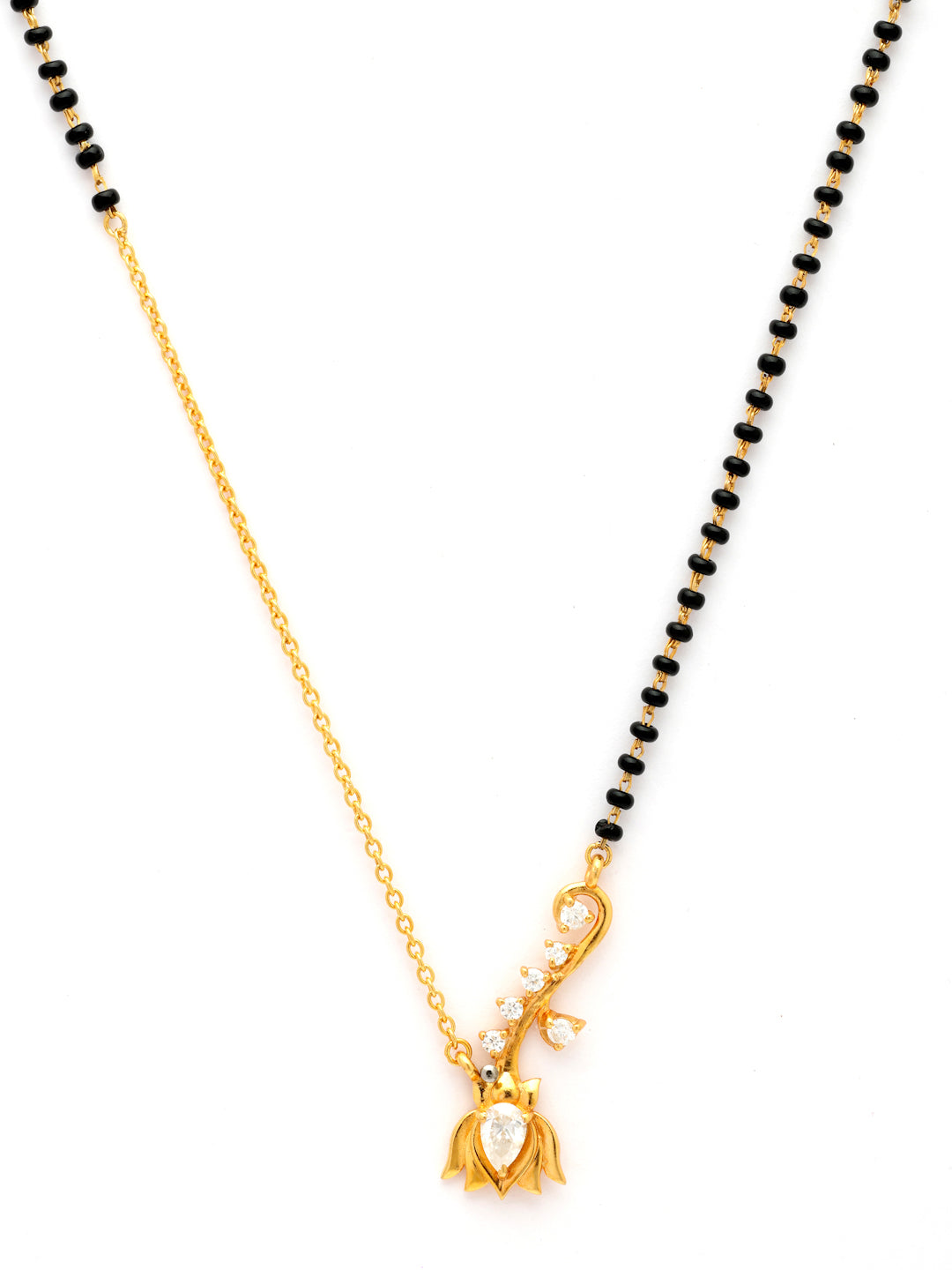 Gold-Plated Floral Vine Moissanite Mangalsutra in 925 Sterling Silver