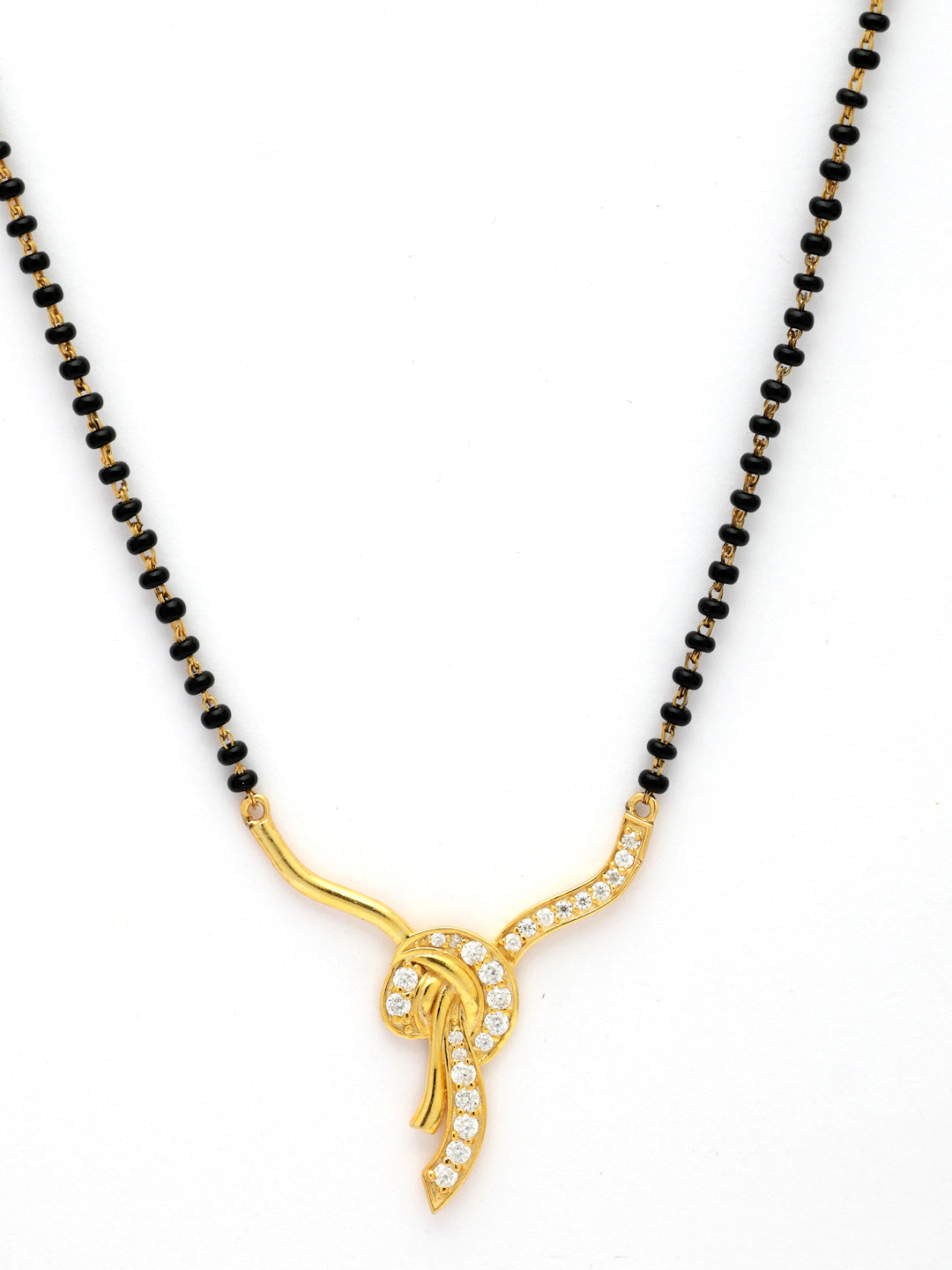 Gold-Plated Moissanite Knot Design Mangalsutra in 925 Sterling Silver