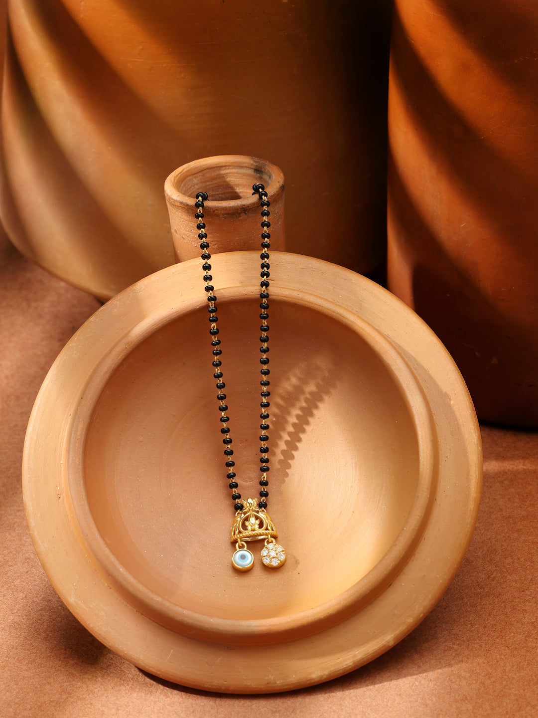 Gold-Plated Love Birds Evil Eye & Moissanite Mangalsutra in 925 Sterling Silver
