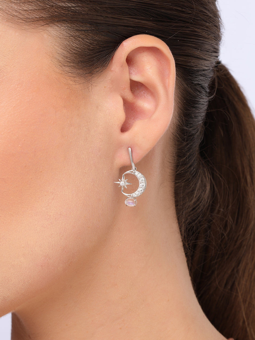 Lunar Eclipse Moonstone Earring