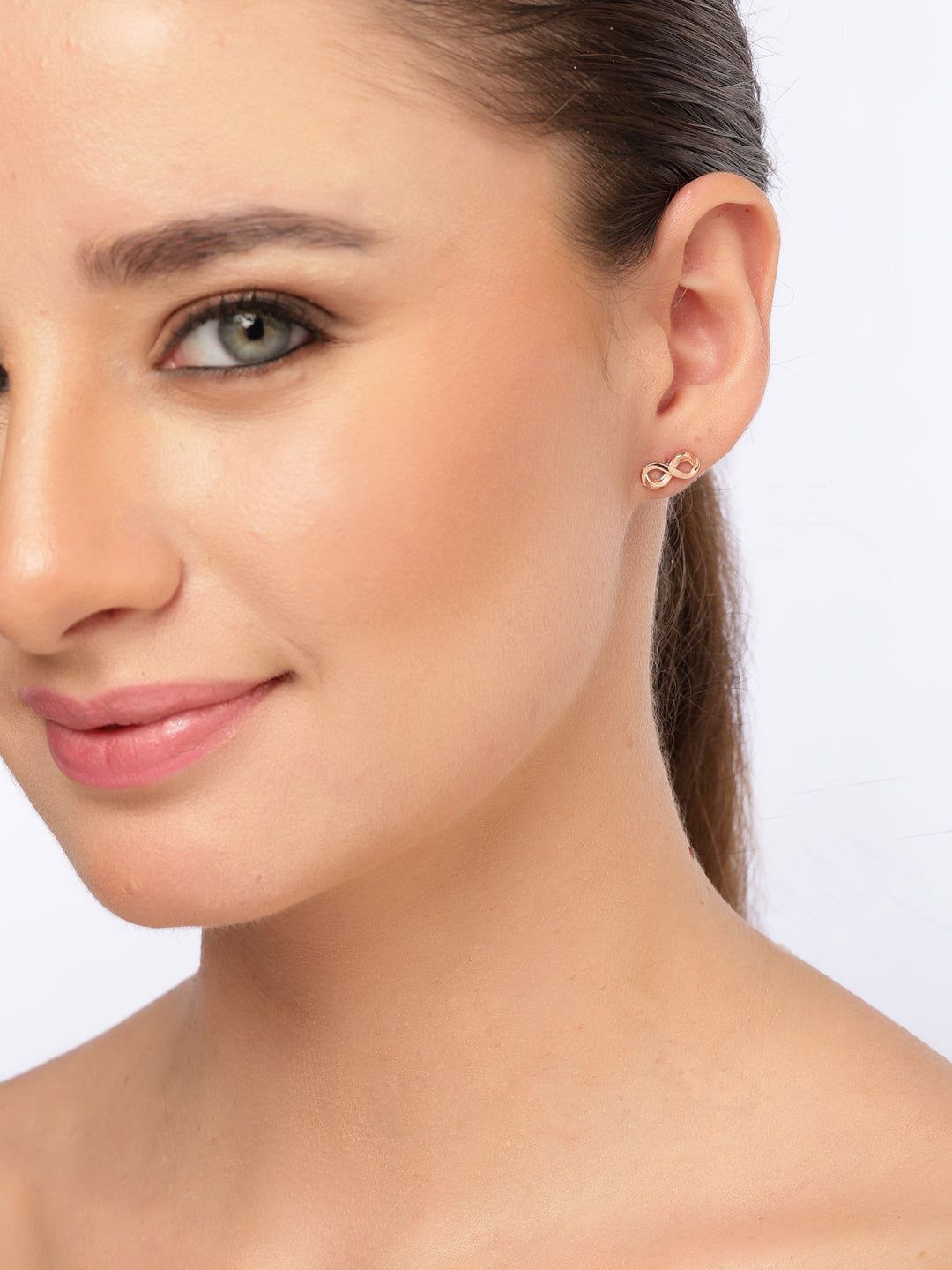Minimalist Stud Earrings in 925 Sterling Silver with Rose Gold Plating