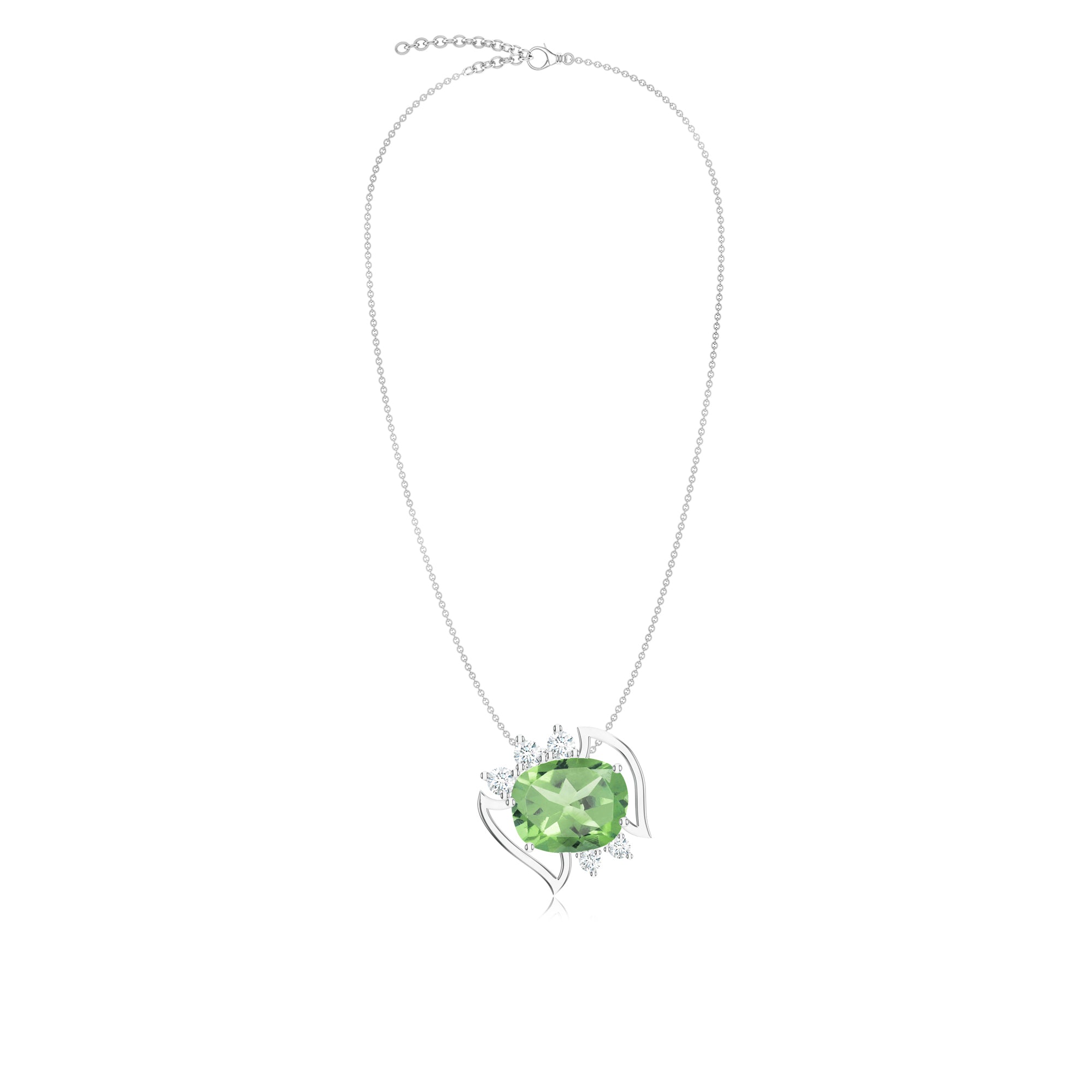 Pietra Collection Geometric Green Amethyst Moissanite Pendant