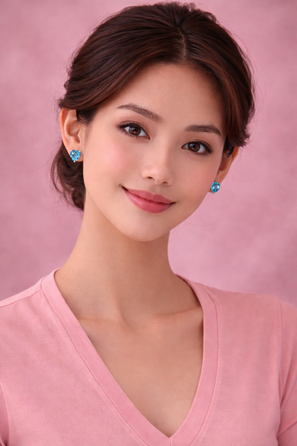 Heart-Cut Swiss Blue Topaz Stud Earrings