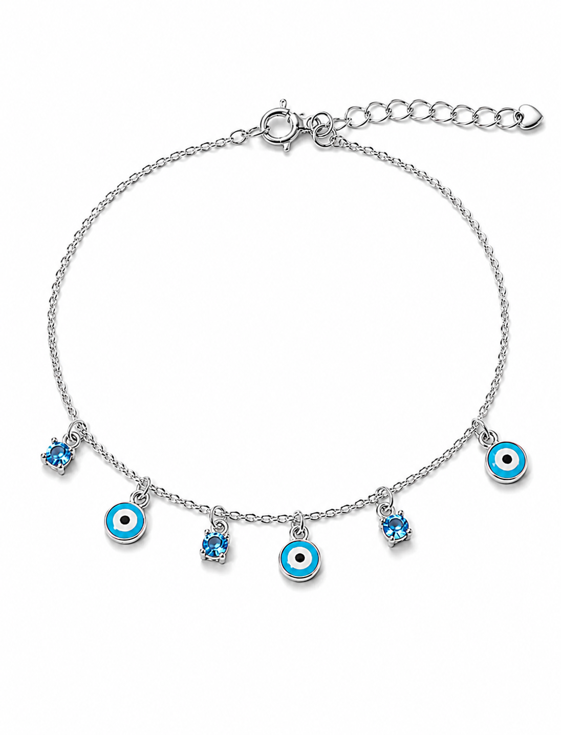 925 Sterling Silver Evil Eye Charm Bracelet
