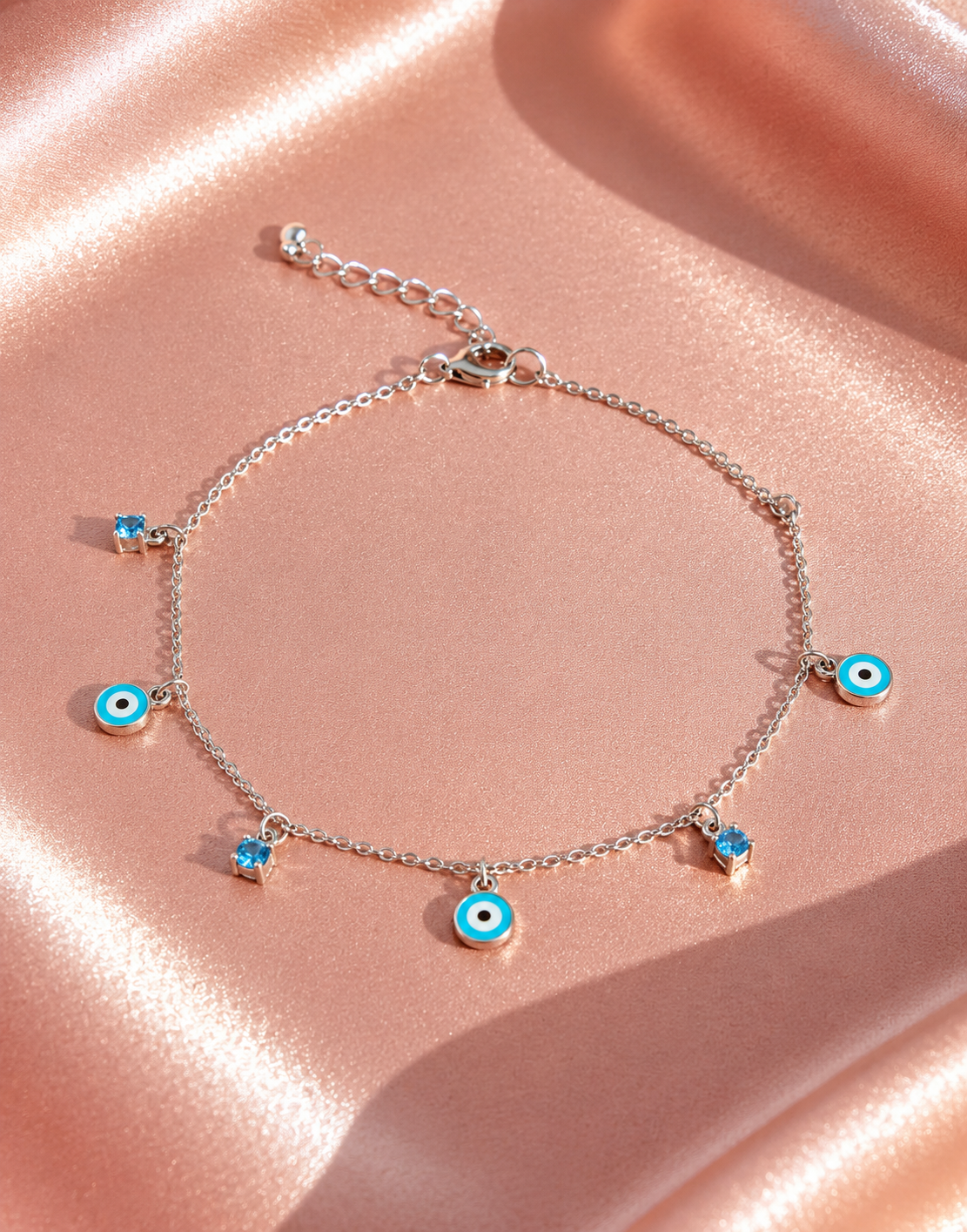 925 Sterling Silver Evil Eye Charm Bracelet
