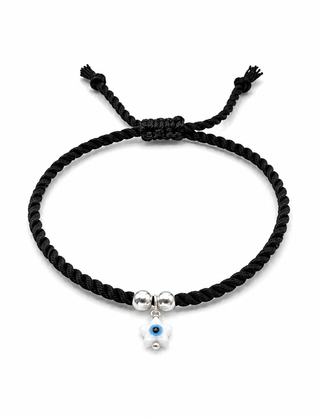 925 Sterling Silver MOP Star Evil Eye Anklet