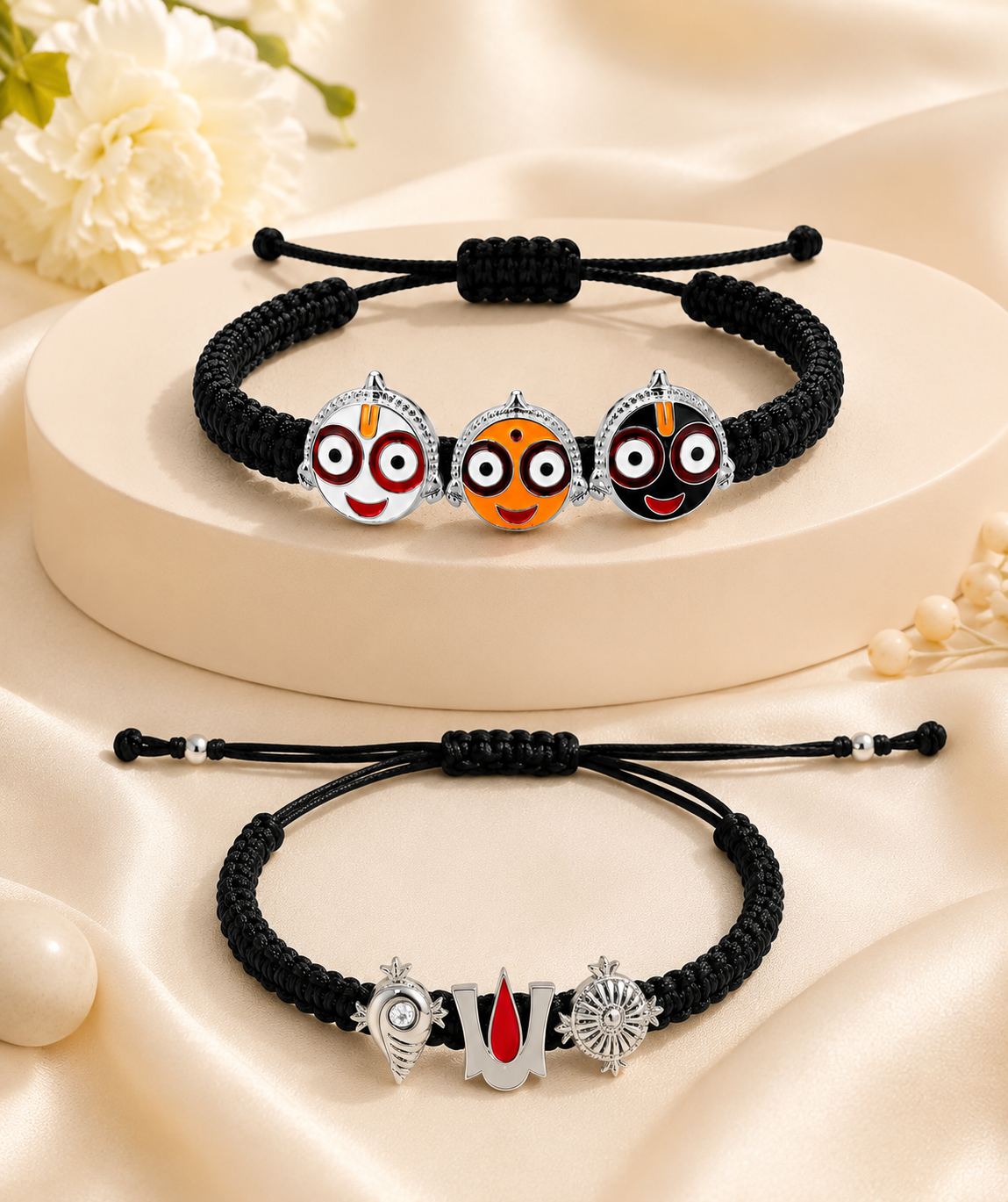 Silver Jagannathji Trio Bracelet & Silver Trishankhla Bracelet