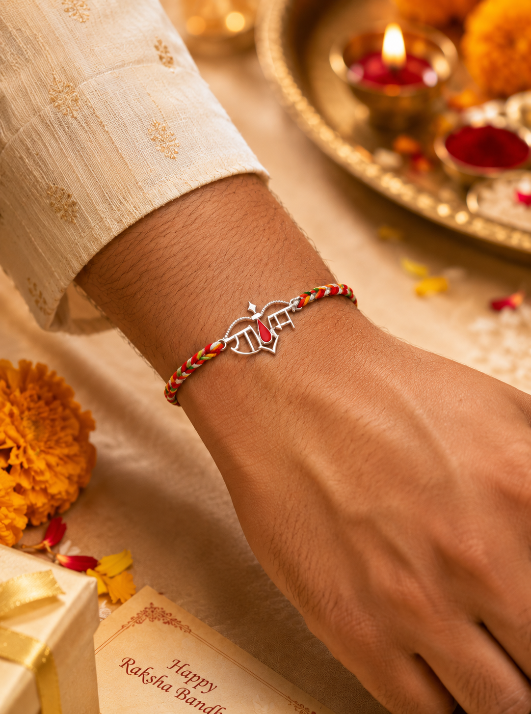 Silver Ram Tilak Rakhi