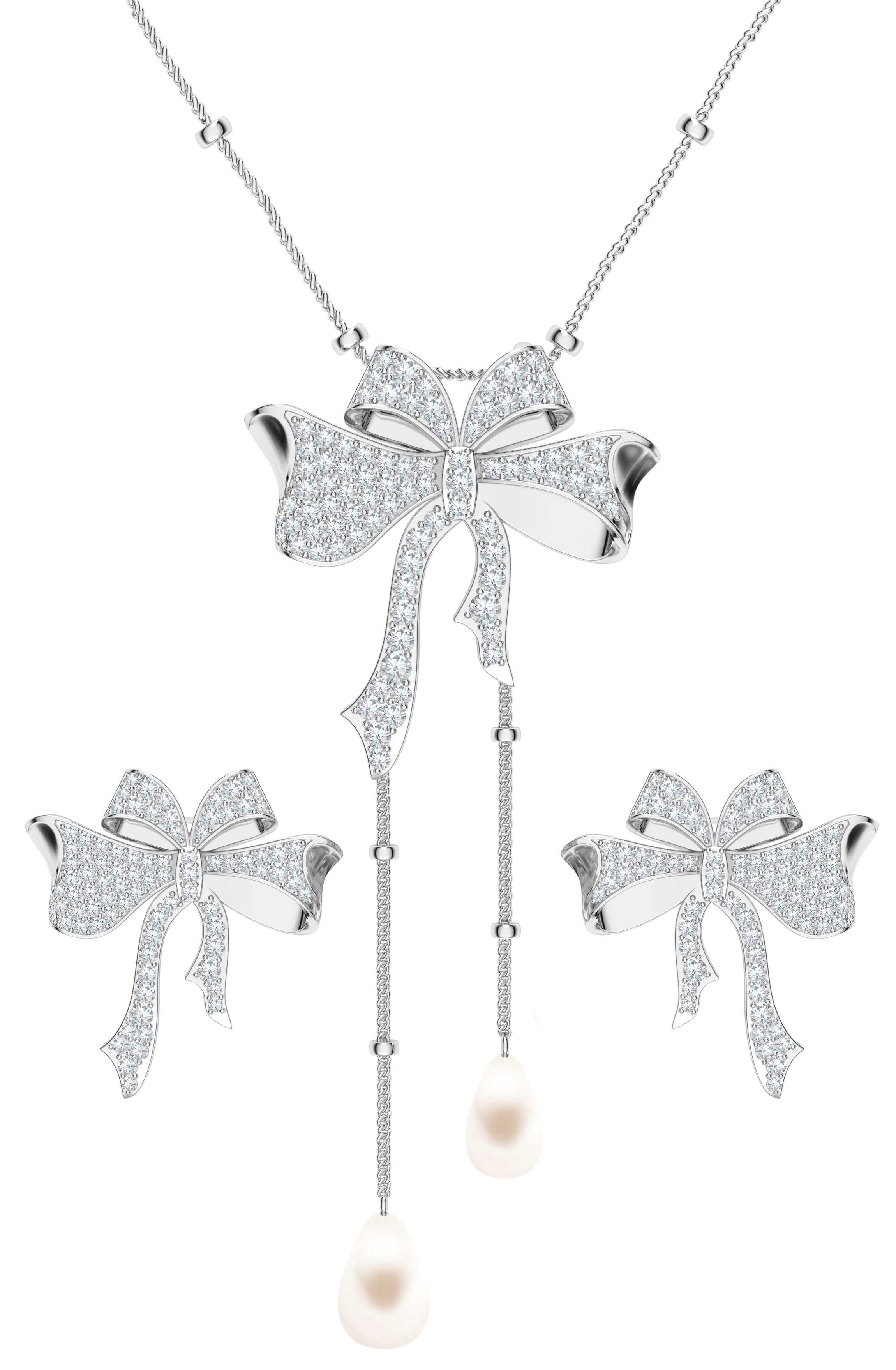 Ribbons of Light  925 Sterling Silver Moissanite Necklace Set For Women