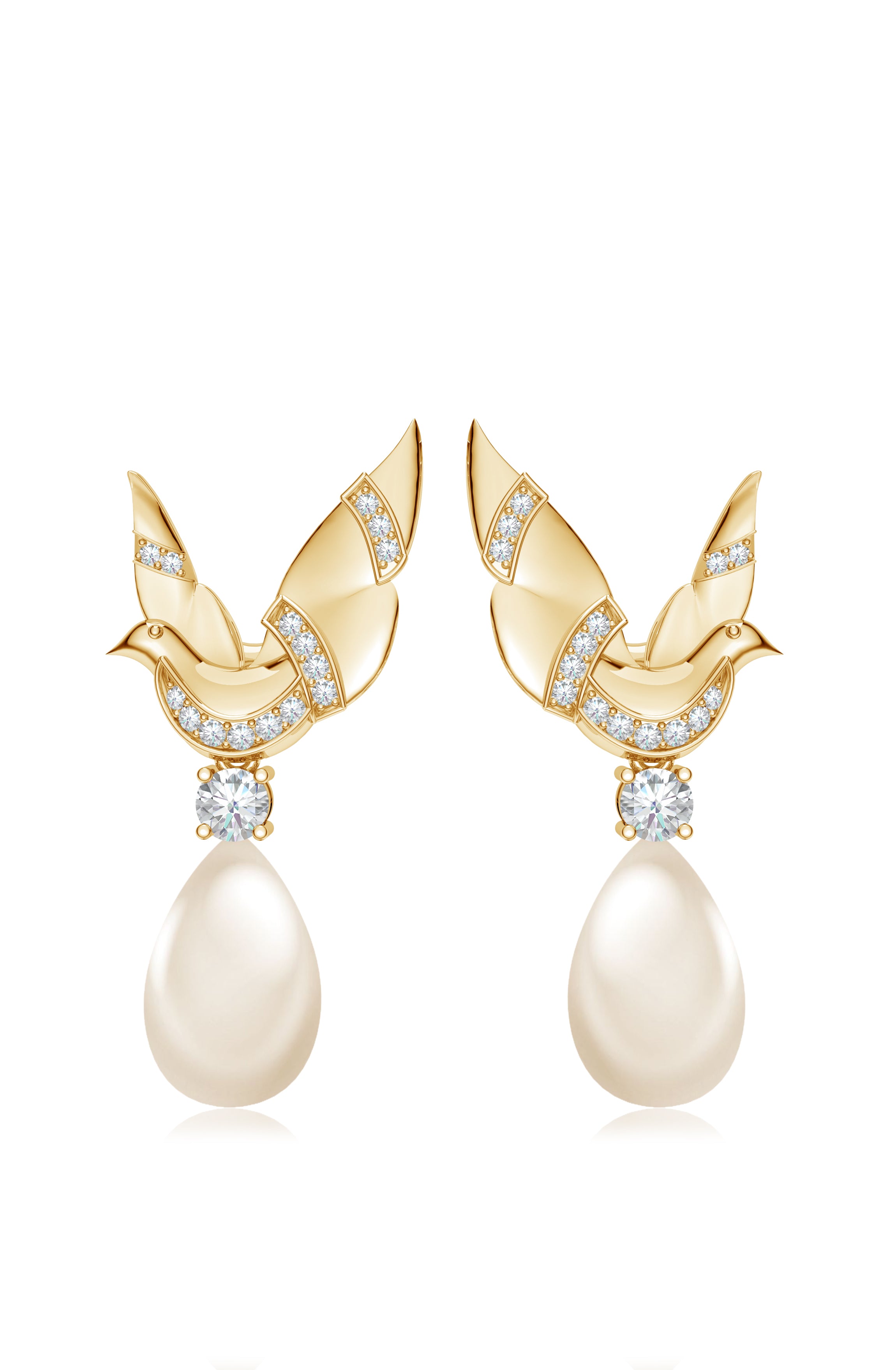 Gold Grace Dove Pearl Sterling Silver Earrings