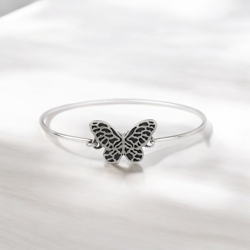 Rhodium Butterflies Lumina Collection Cuff Bangle