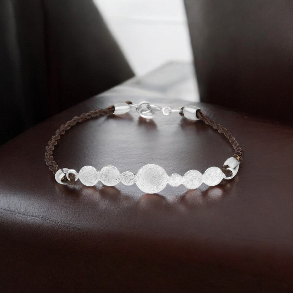 Rhodium Vegan Leather Lumina Collection Bracelet