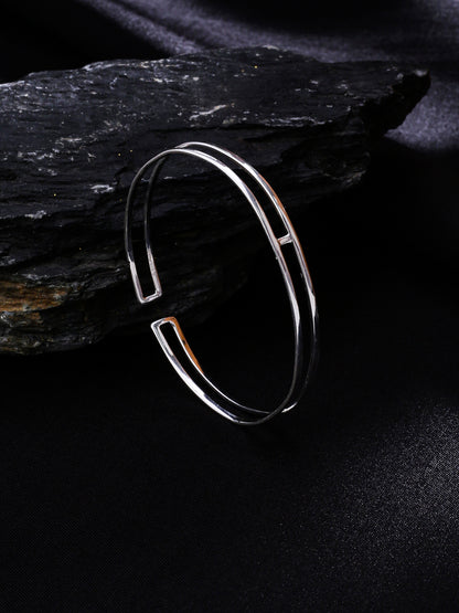 Minimalistic Freesize Silver Cuff Bracelet. Handcrafter in 92.5 Sterling Silver.