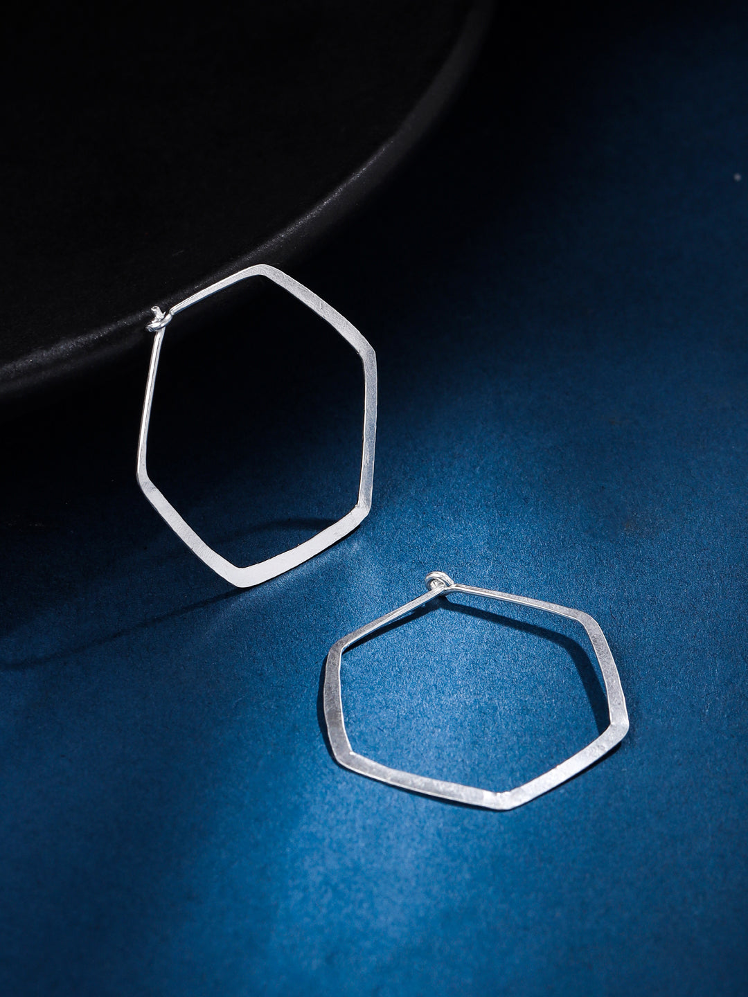 Hexagon Sterling Silver Geometric Hoop Earrings