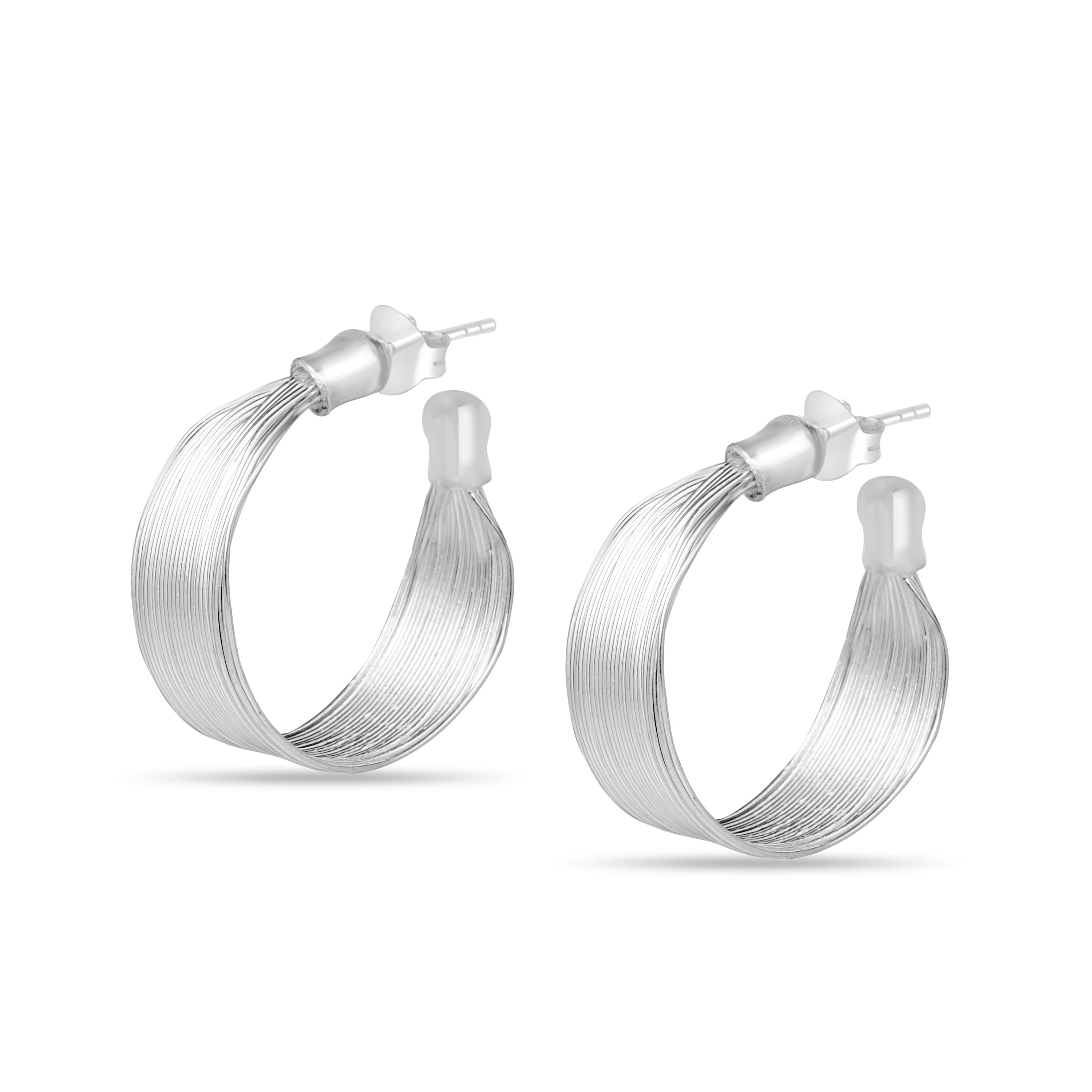 Rhodium Silver Hoop Lumina Collection Earring
