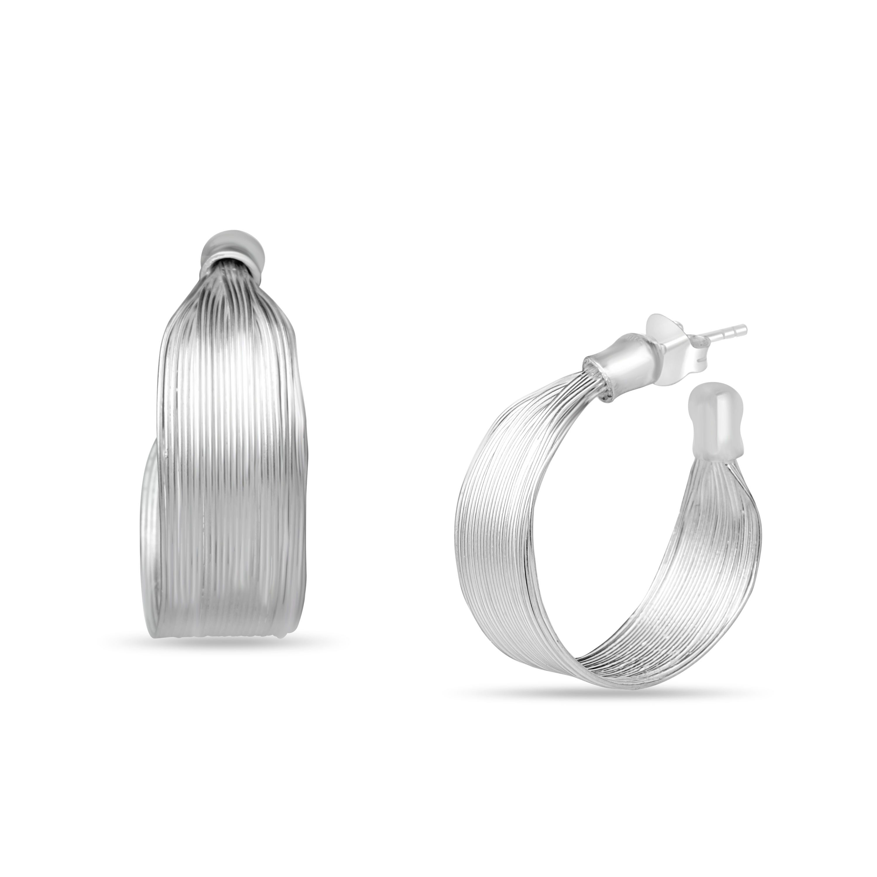 Rhodium Silver Hoop Lumina Collection Earring