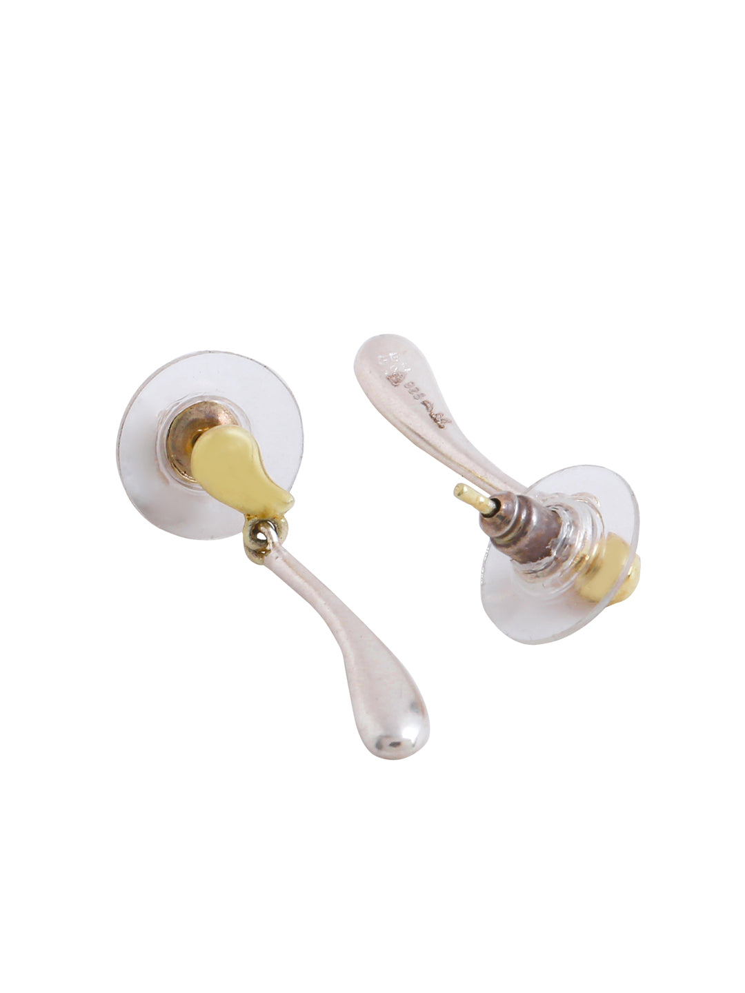 Elegant Contrasts: Dual Tone Silver Earring