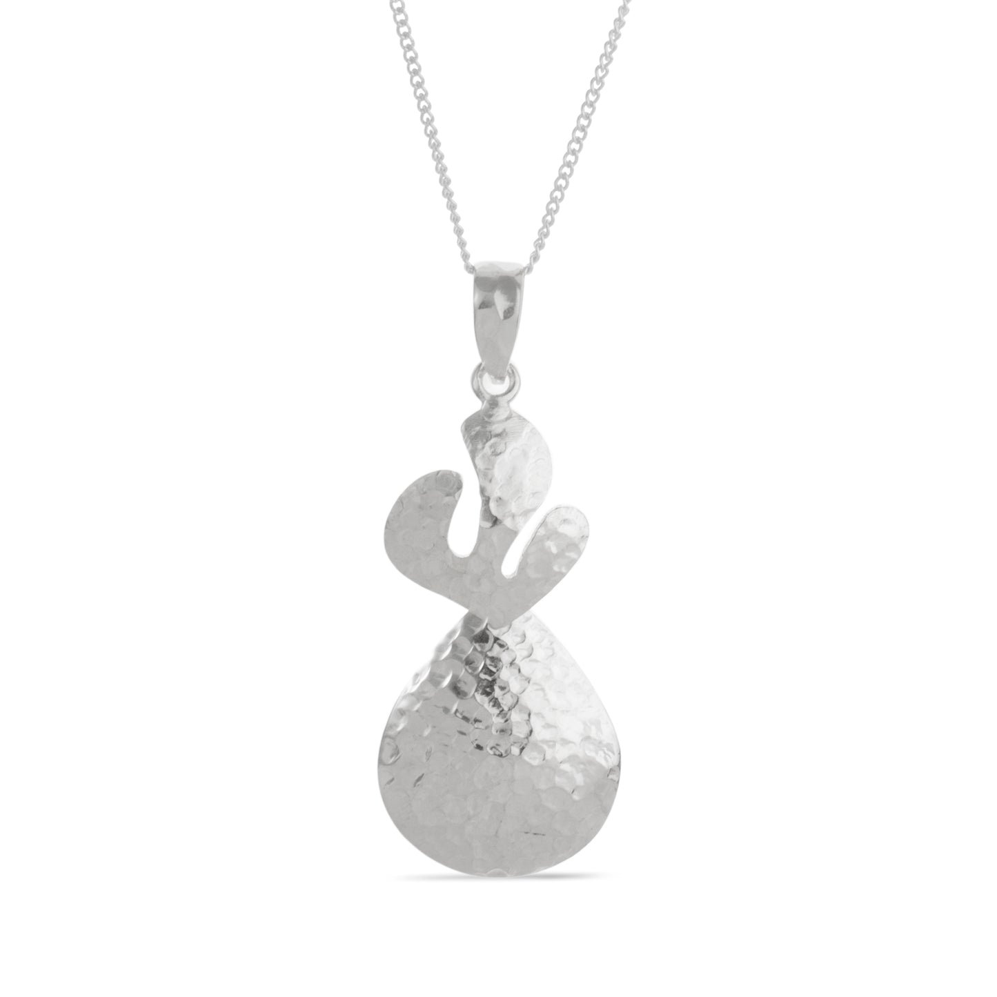 Silver Hammer Texture Round Pendant