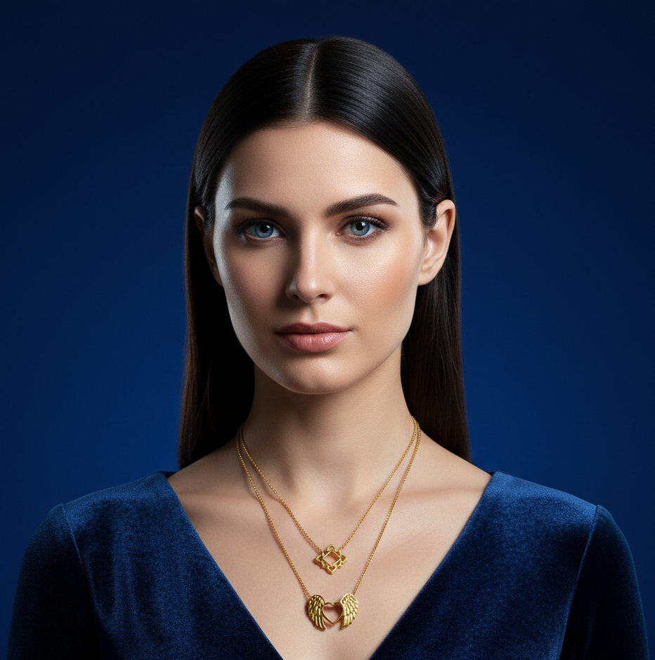 24K Gold Plating Heart and Angel Wings Elysian 925 Sterling Silver Pendant For Girls and Women