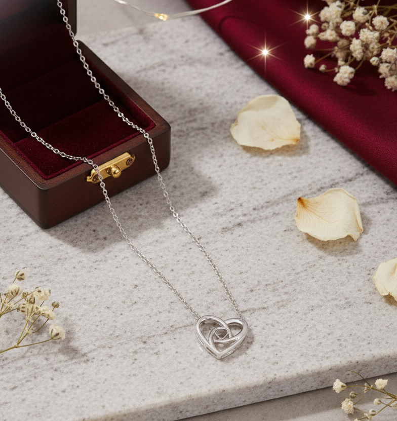 Real Rhodium Plating Heart in Jali Design Elysian 925 Sterling Silver Pendant For Women