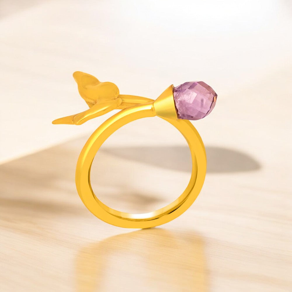 24K Gold-Plated Bird Ring