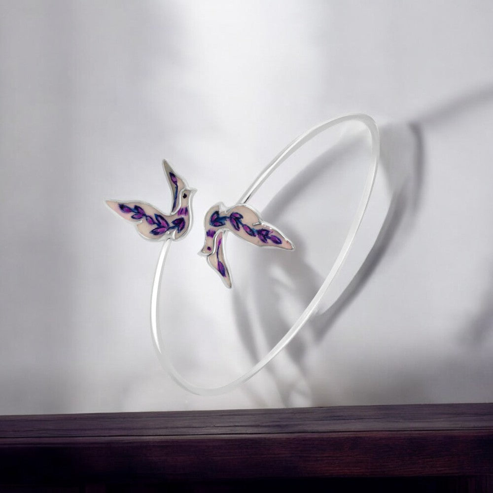 Enamel Nature-Inspired Bracelet in Real Rhodium