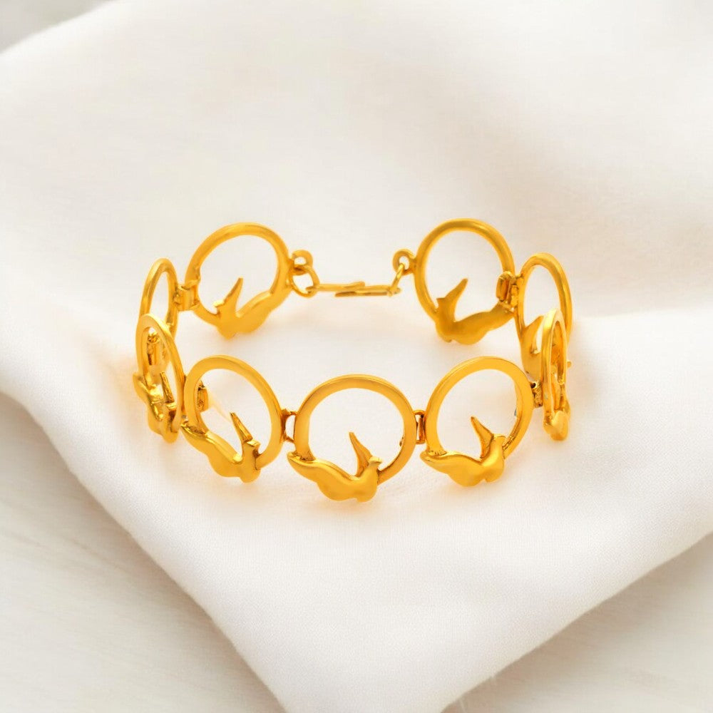 24K Gold-Plated Bird-Pattern Bracelet