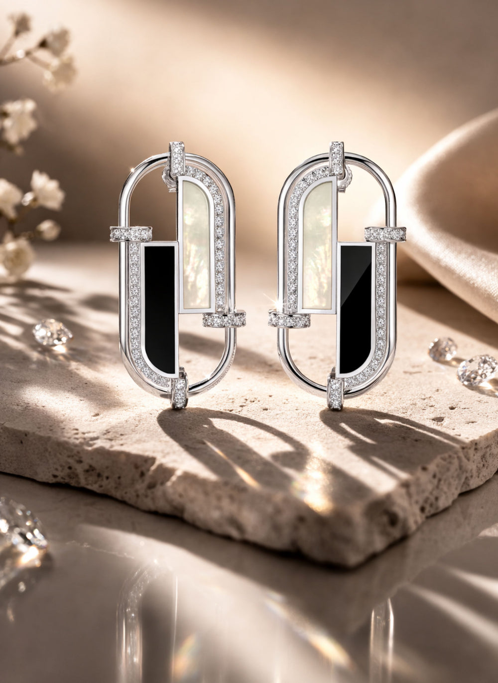 Art Deco Fusion Geometric Earrings in 925 Sterling Silver