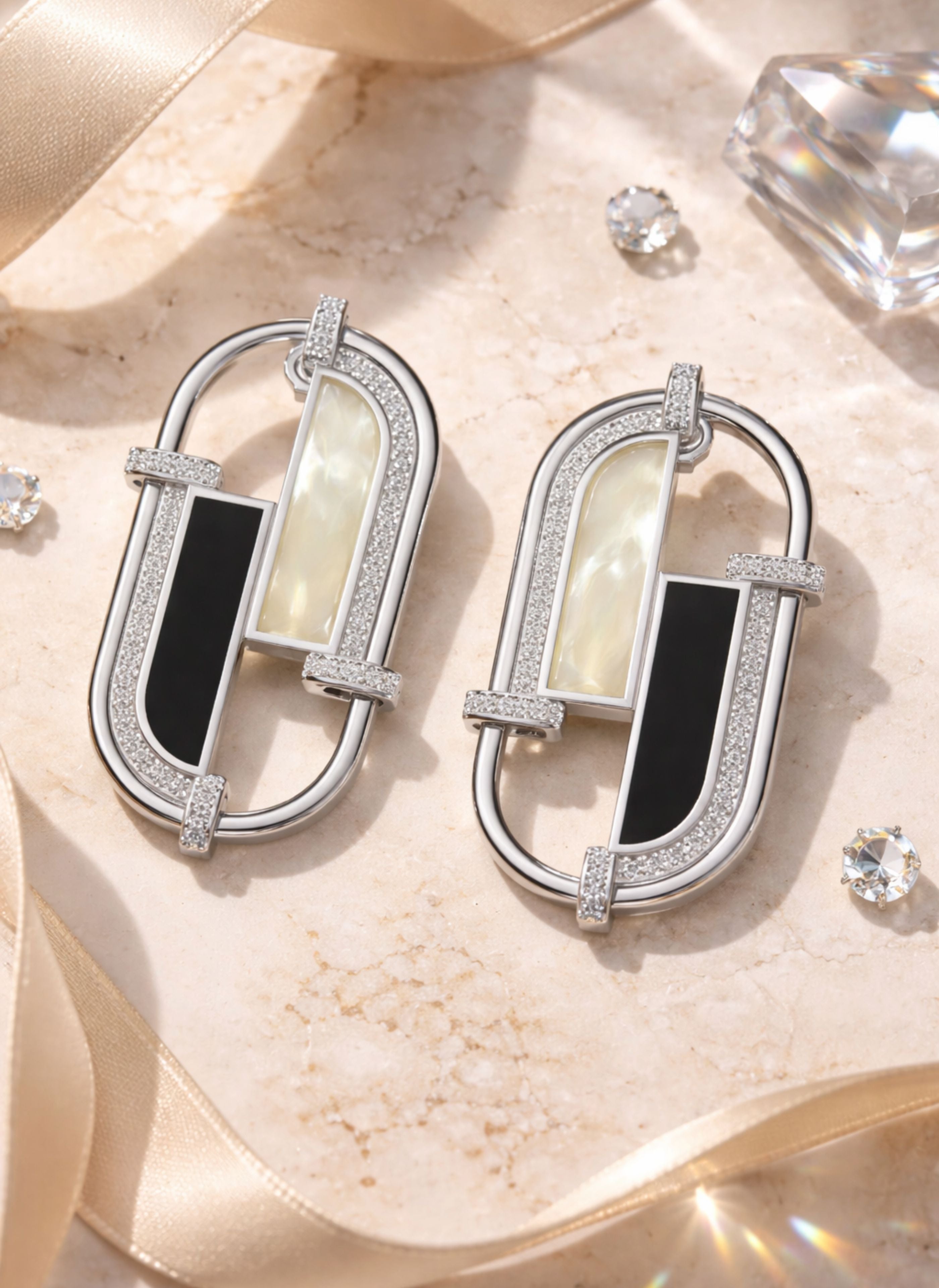 Art Deco Fusion Geometric Earrings in 925 Sterling Silver