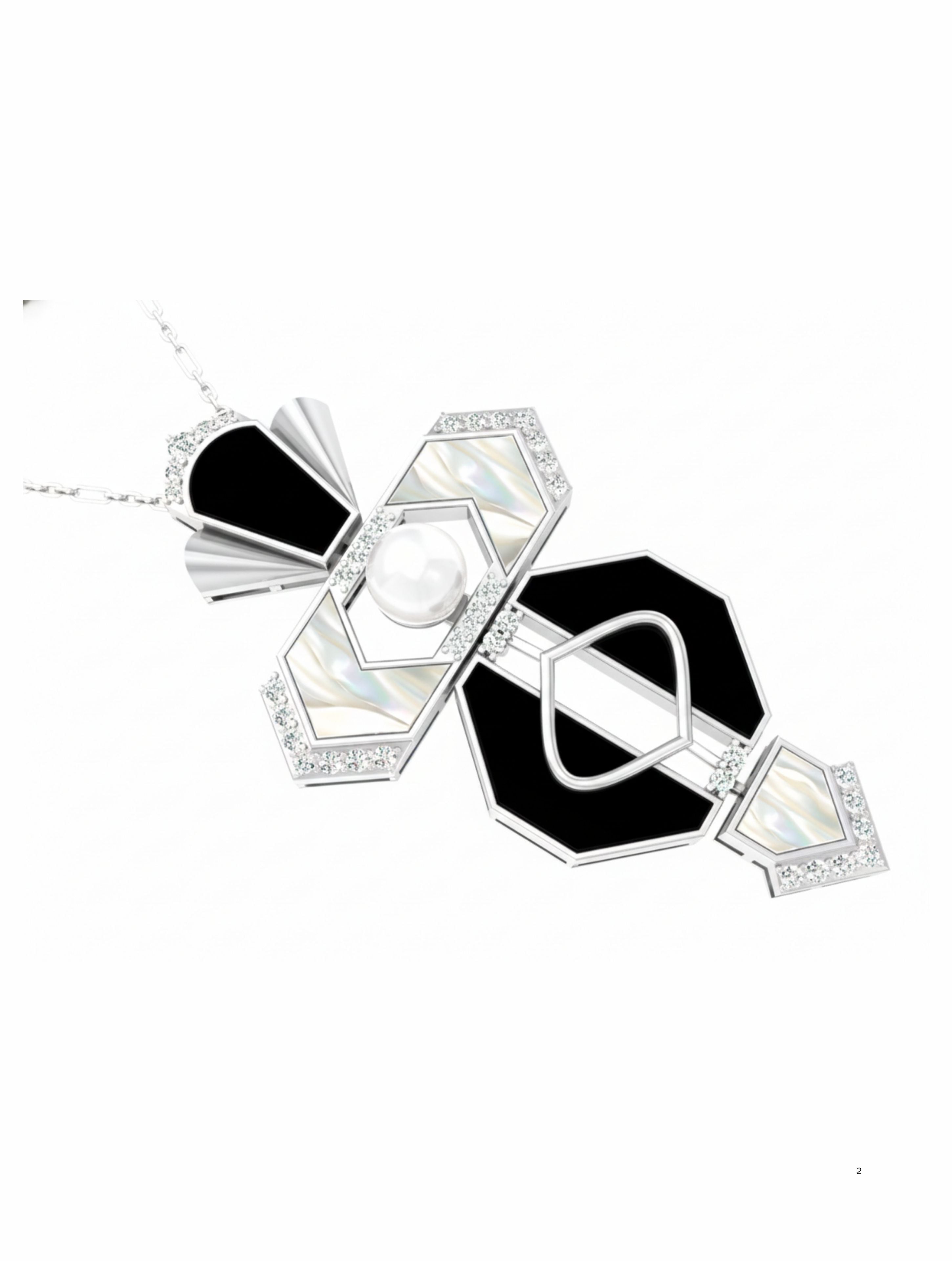 Art Deco Geometric Symphony Pendant in 925 Sterling Silver