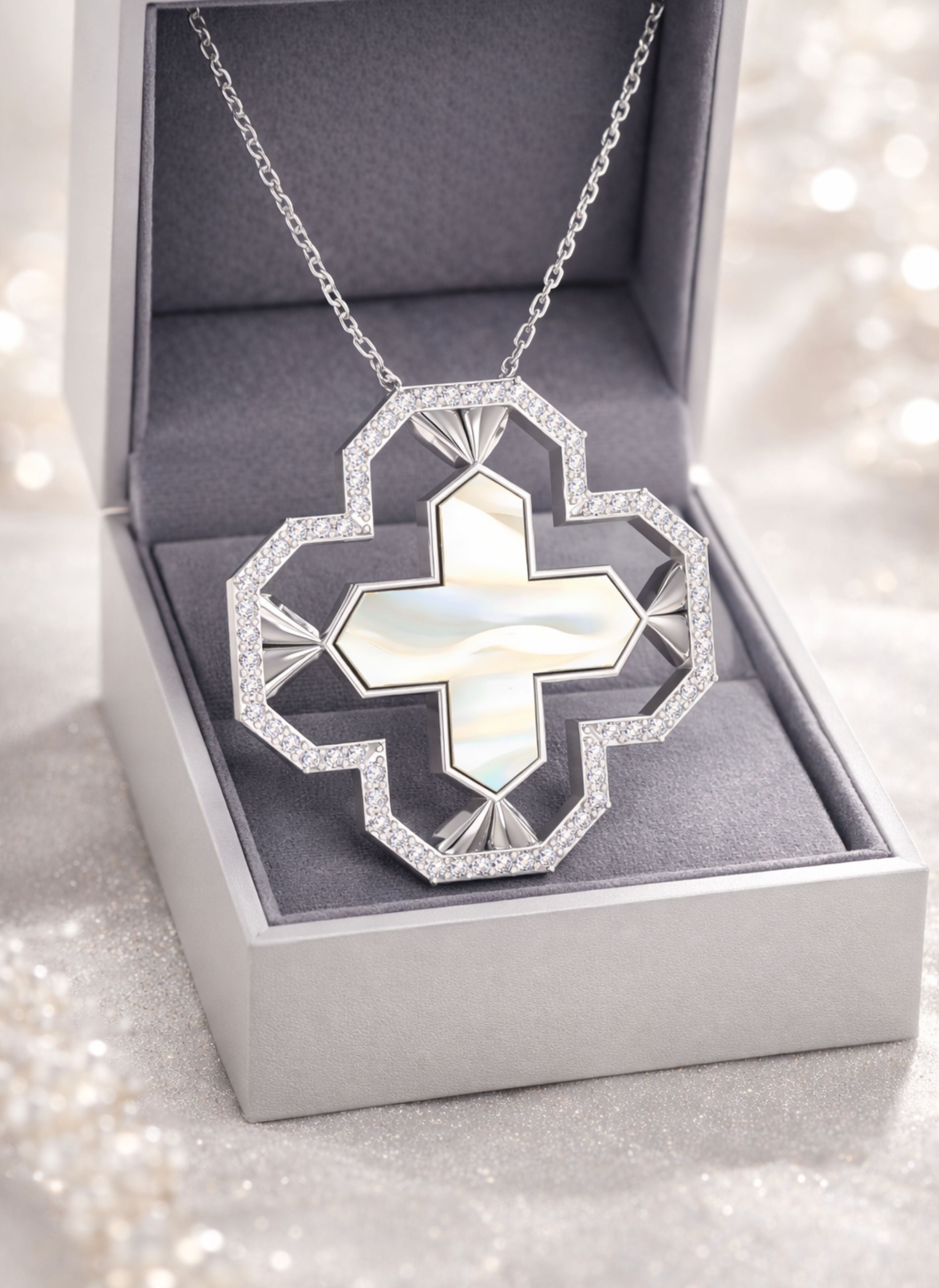 Cross Pendant in 925 Sterling Silver- Art Deco
