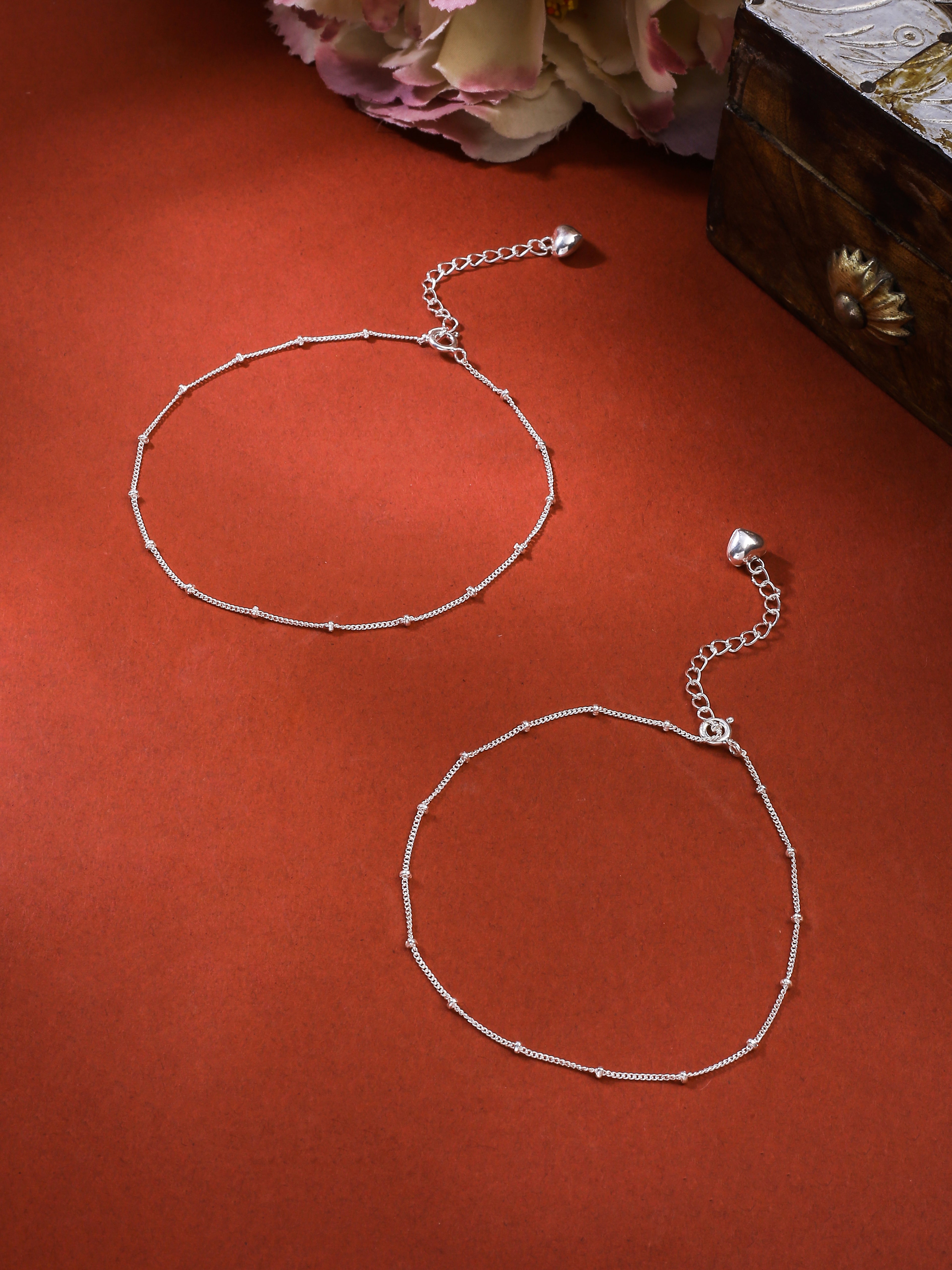 Sterling Silver Metal Bead Anklet