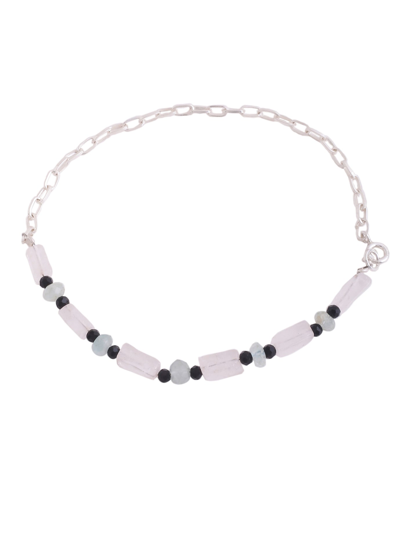 Initial Adorned Anklet in Sterling Silver