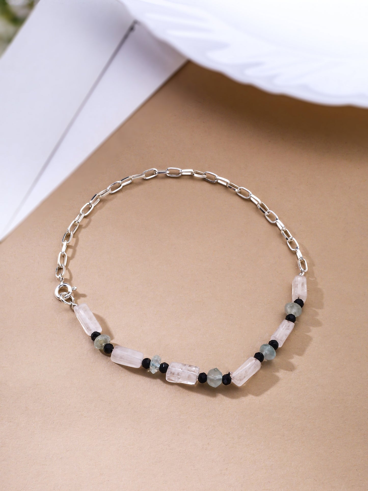 Initial Adorned Anklet in Sterling Silver