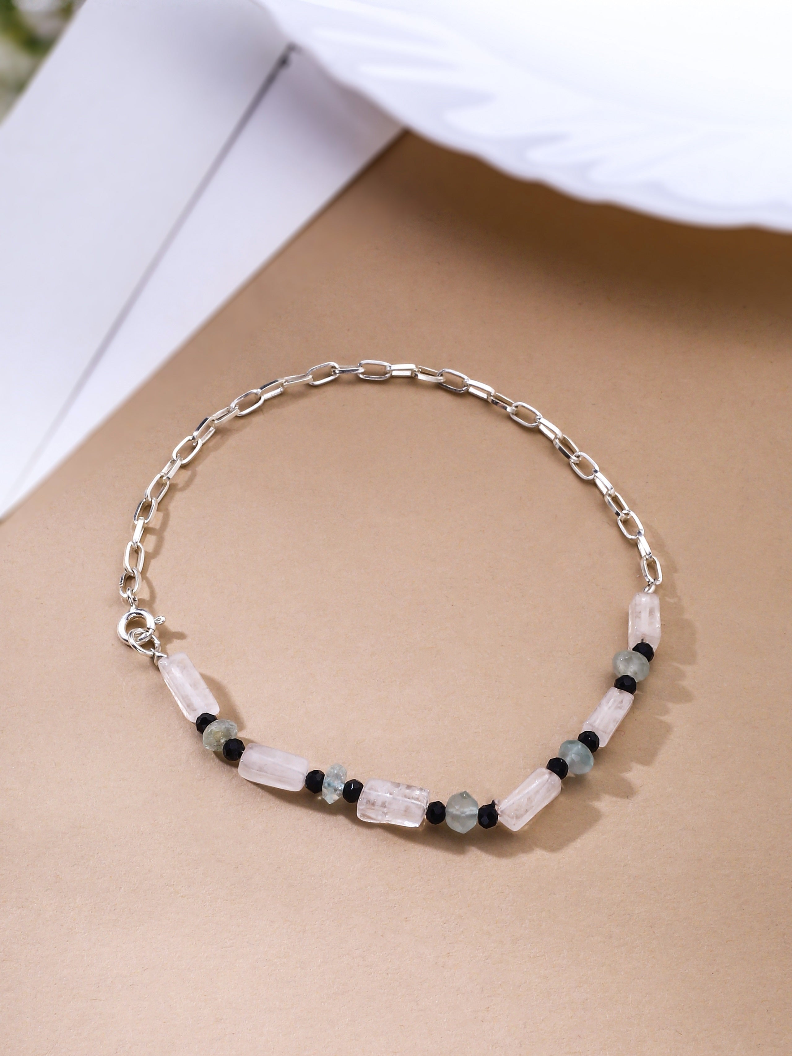 beads silver anklet