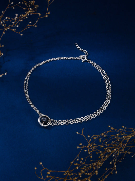 Dainty Beads Anklet in Sterling Silver