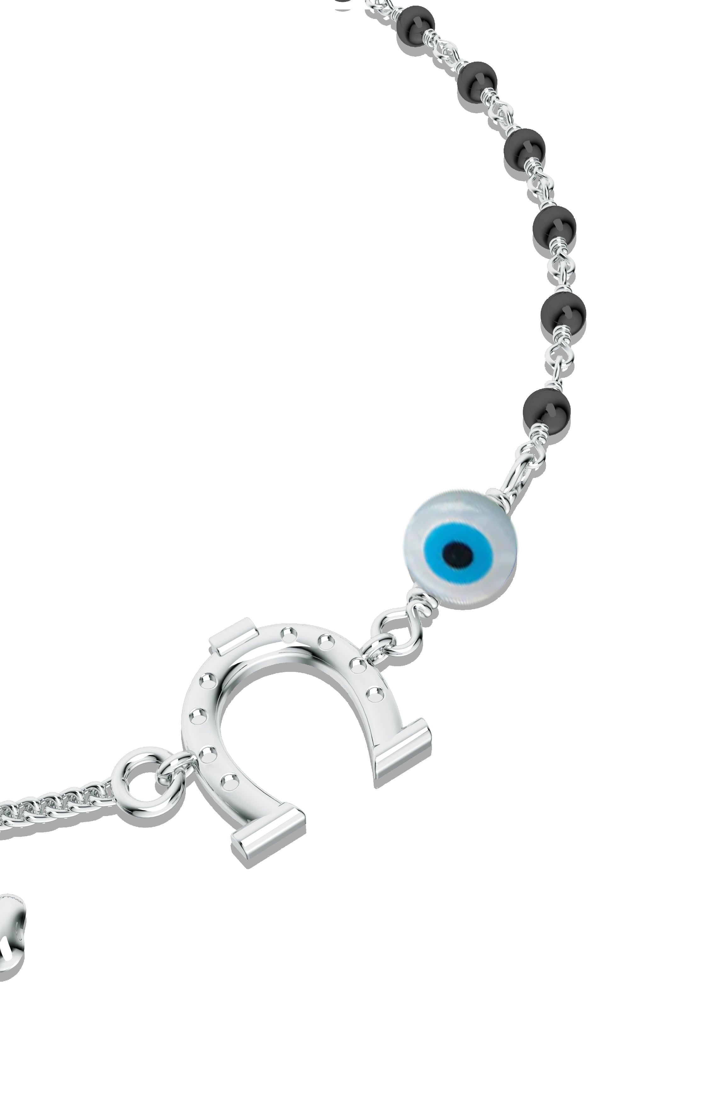 925 Sterling Silver Evil Eye & Horseshoe Nazaria Anklet