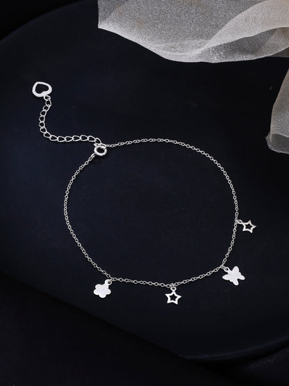 Celestial Charm Anklet in Sterling Silver