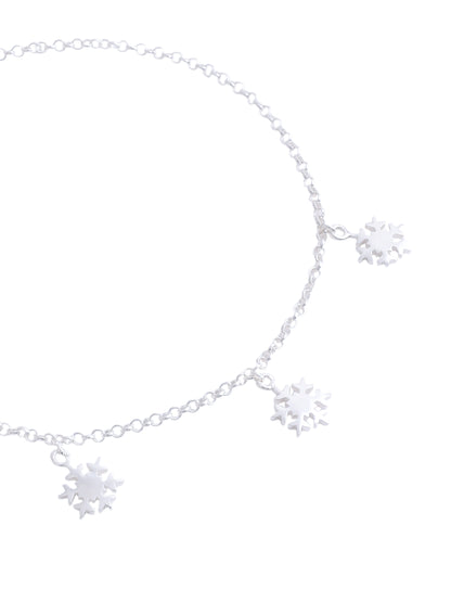 Frosty Elegance: Sterling Silver Snowflake Charm Anklet