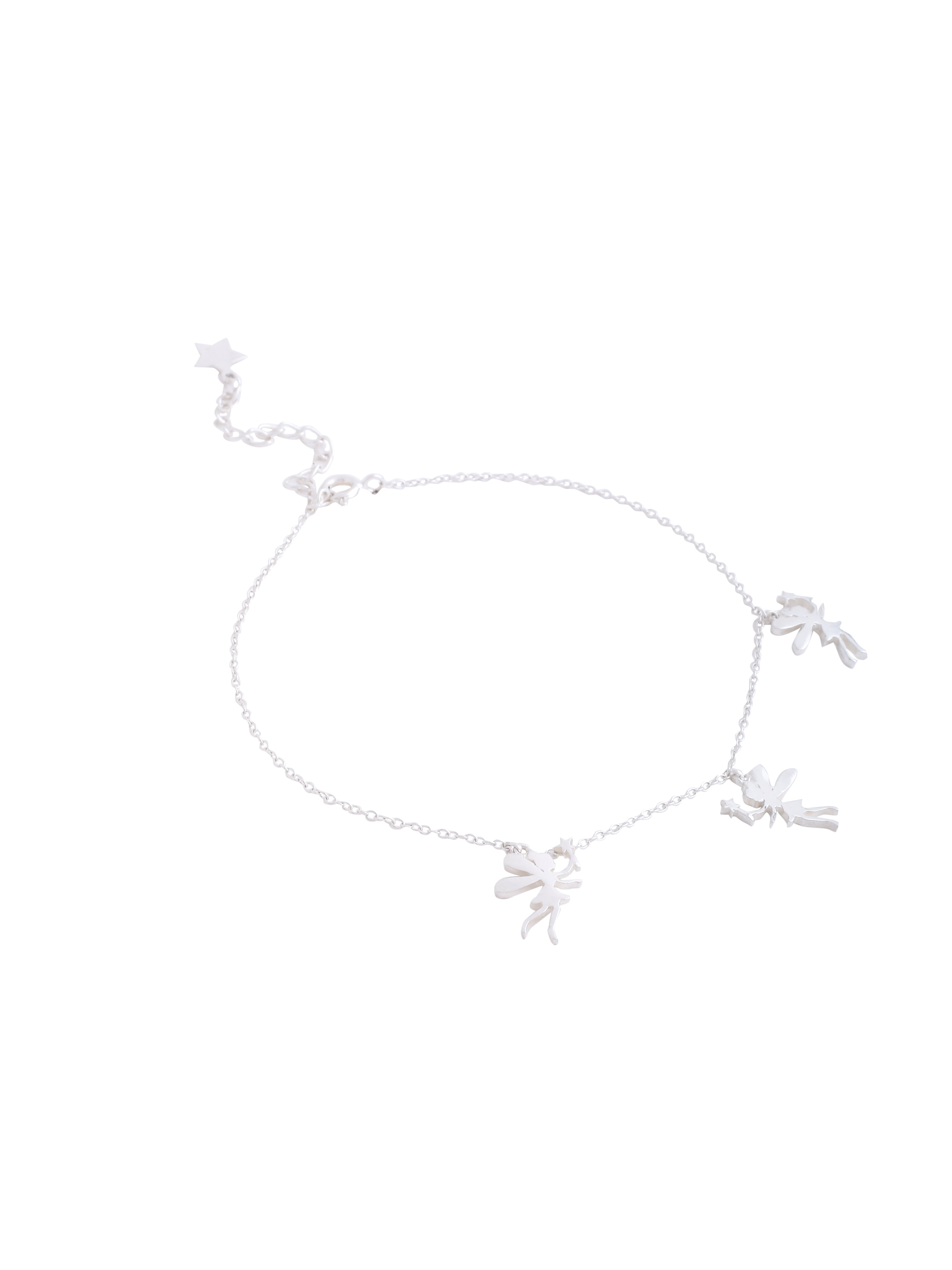 Guardian of Grace: Sterling Silver Angel Charm Anklet
