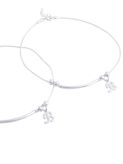 Silver Initial Sparkle Anklet