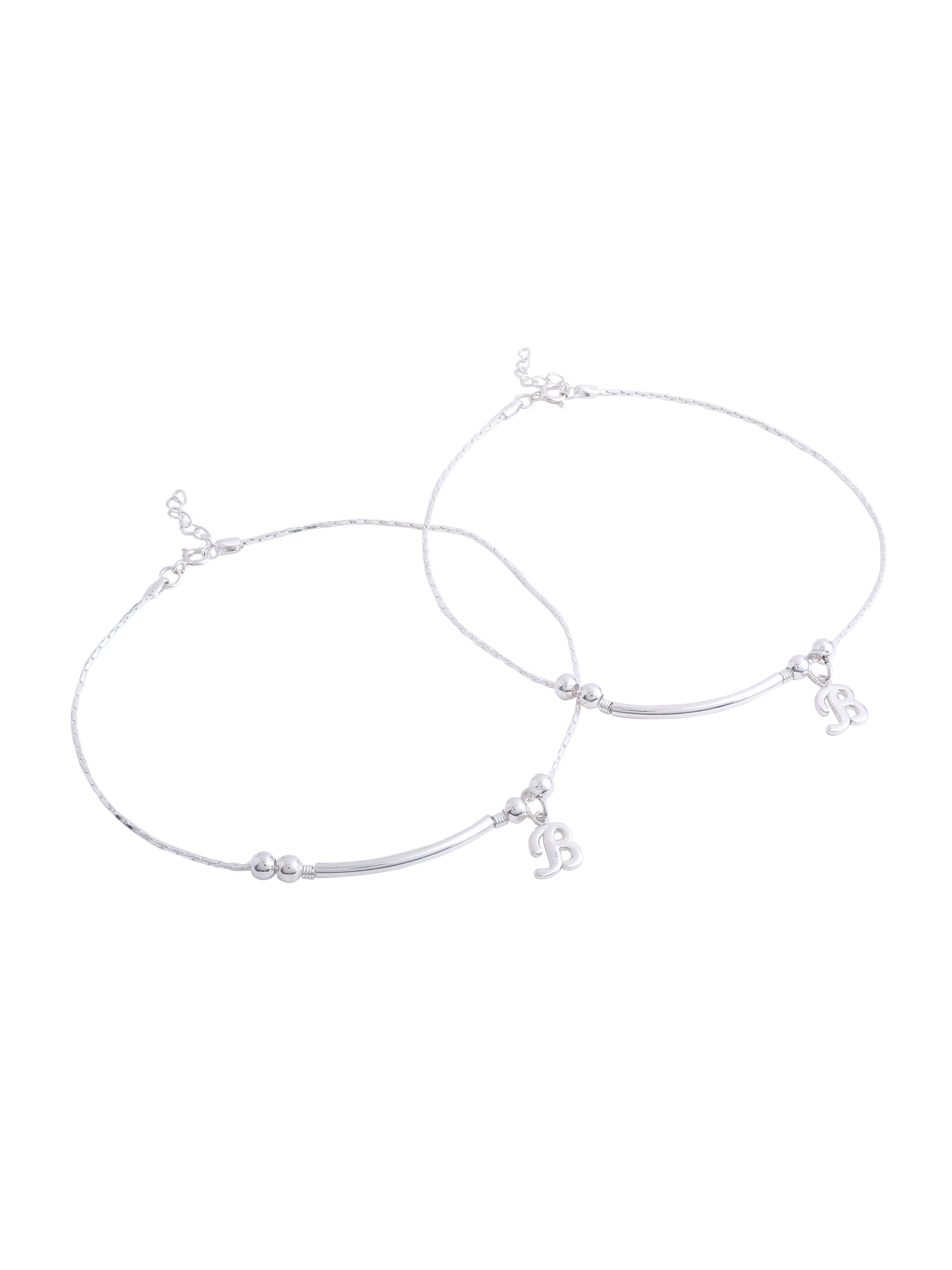 Silver Initial Sparkle Anklet