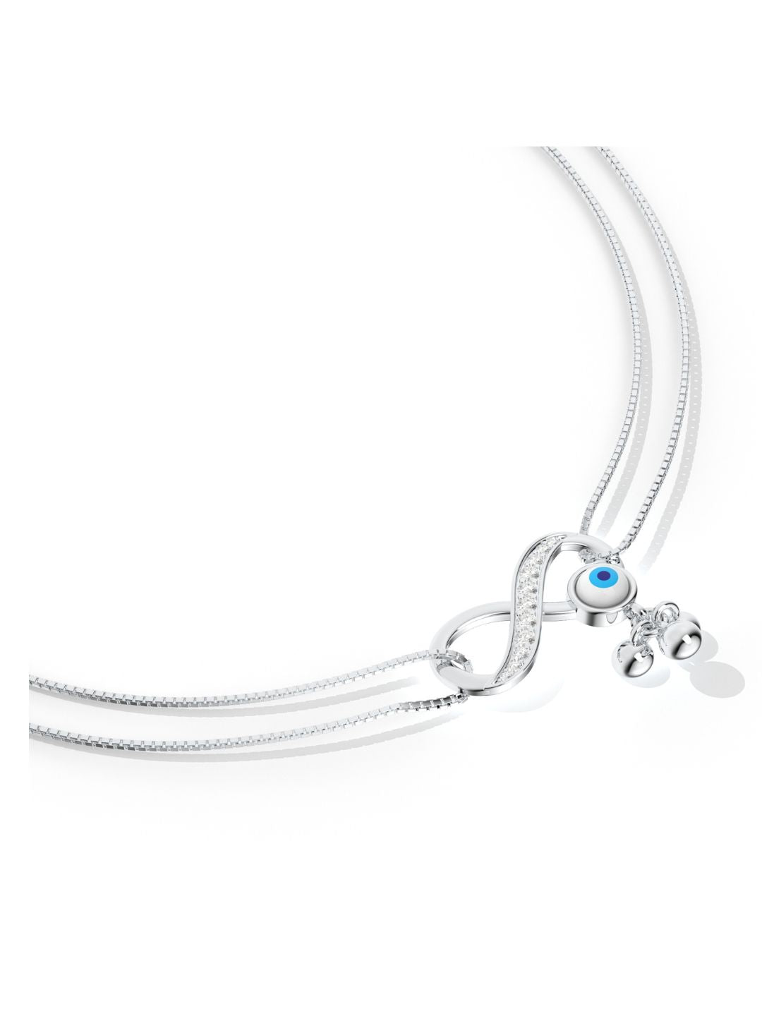 925 Sterling Silver Moissanite and Evil Eye Studded Anklet For Women's Day Gift