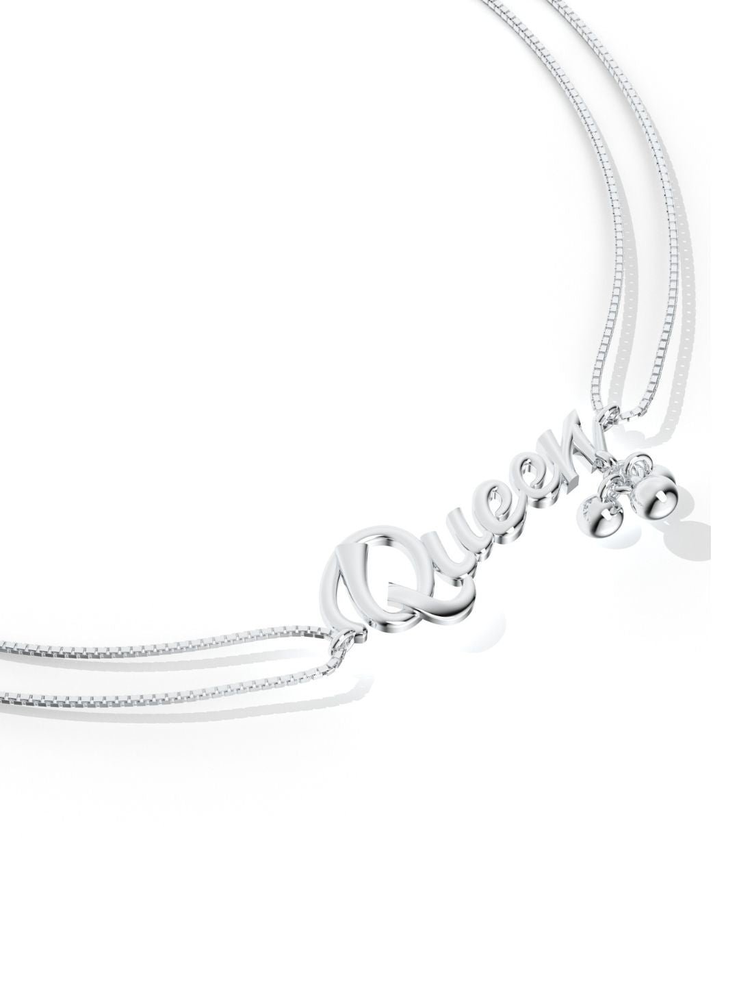 925 Sterling Silver "QUEEN" Anklet For Women's Day Gift