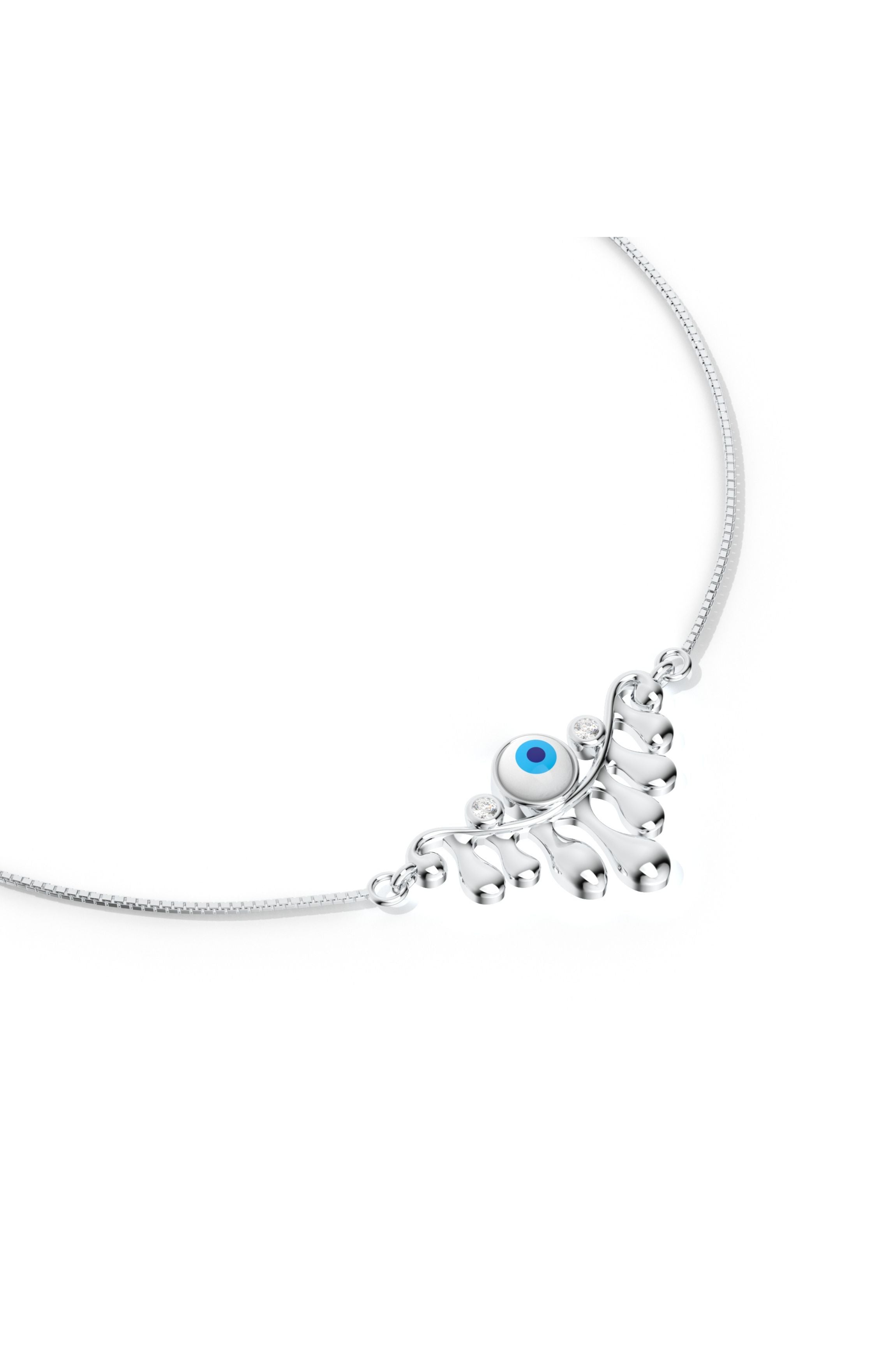 Evil Eye Dripping Pattern Sterling Silver Anklet For Women's Day Gift