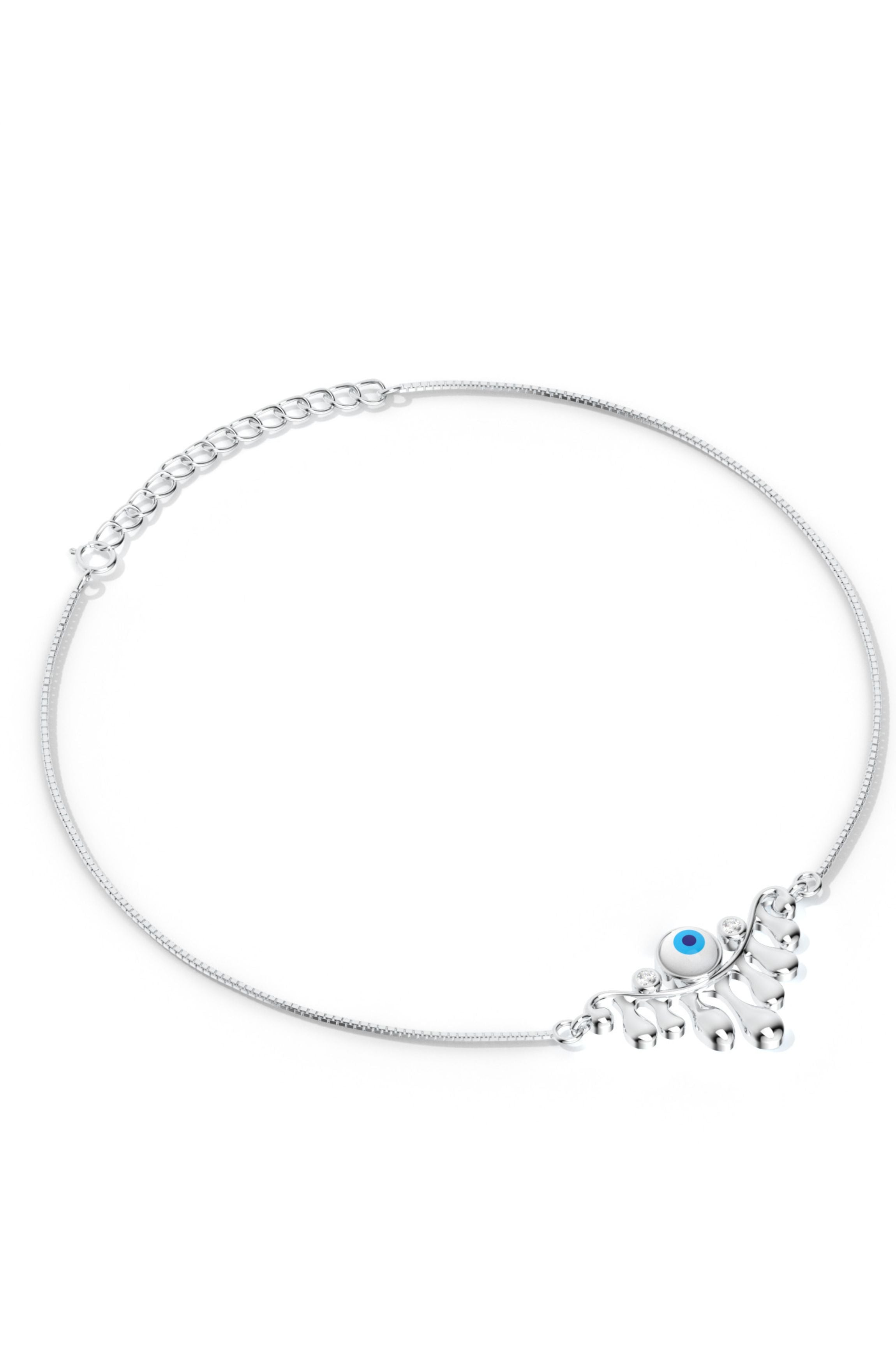 Evil Eye Dripping Pattern Sterling Silver Anklet For Women's Day Gift