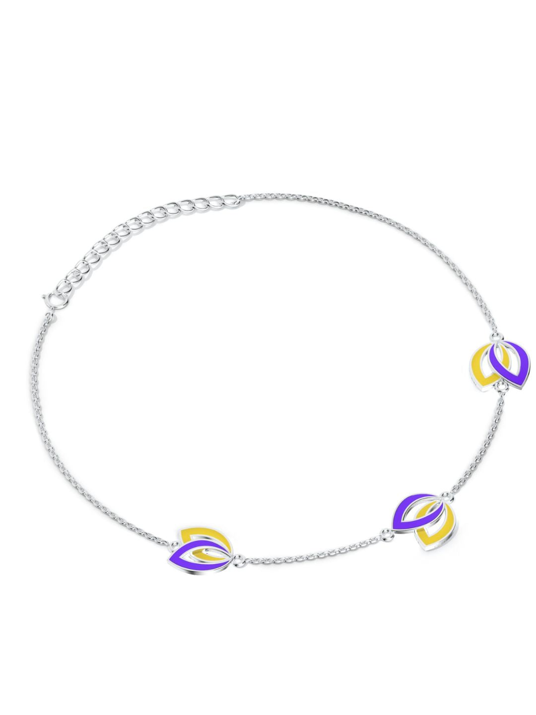 Dual Leaf with Two Shade Enamel Anklet  For Women's Day Gift