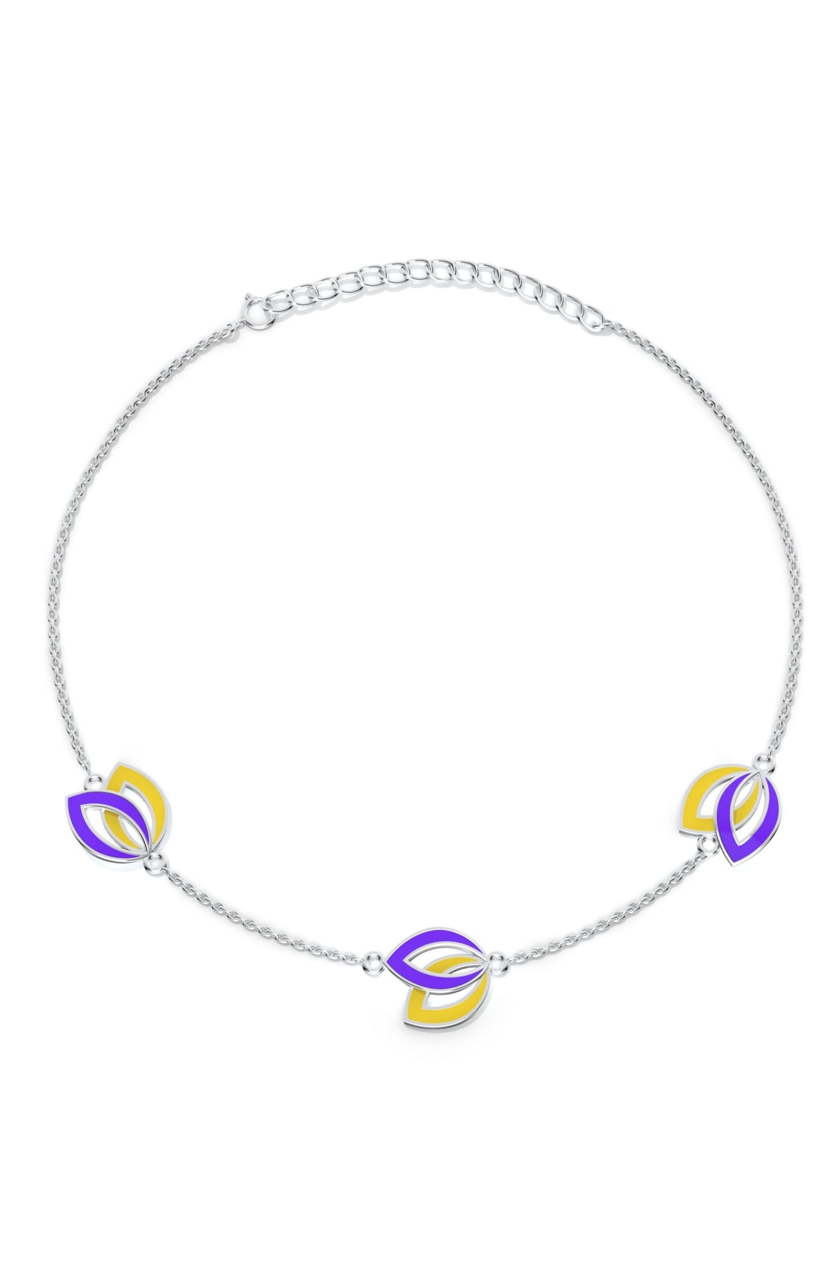 Dual Leaf with Two Shade Enamel Anklet For Women