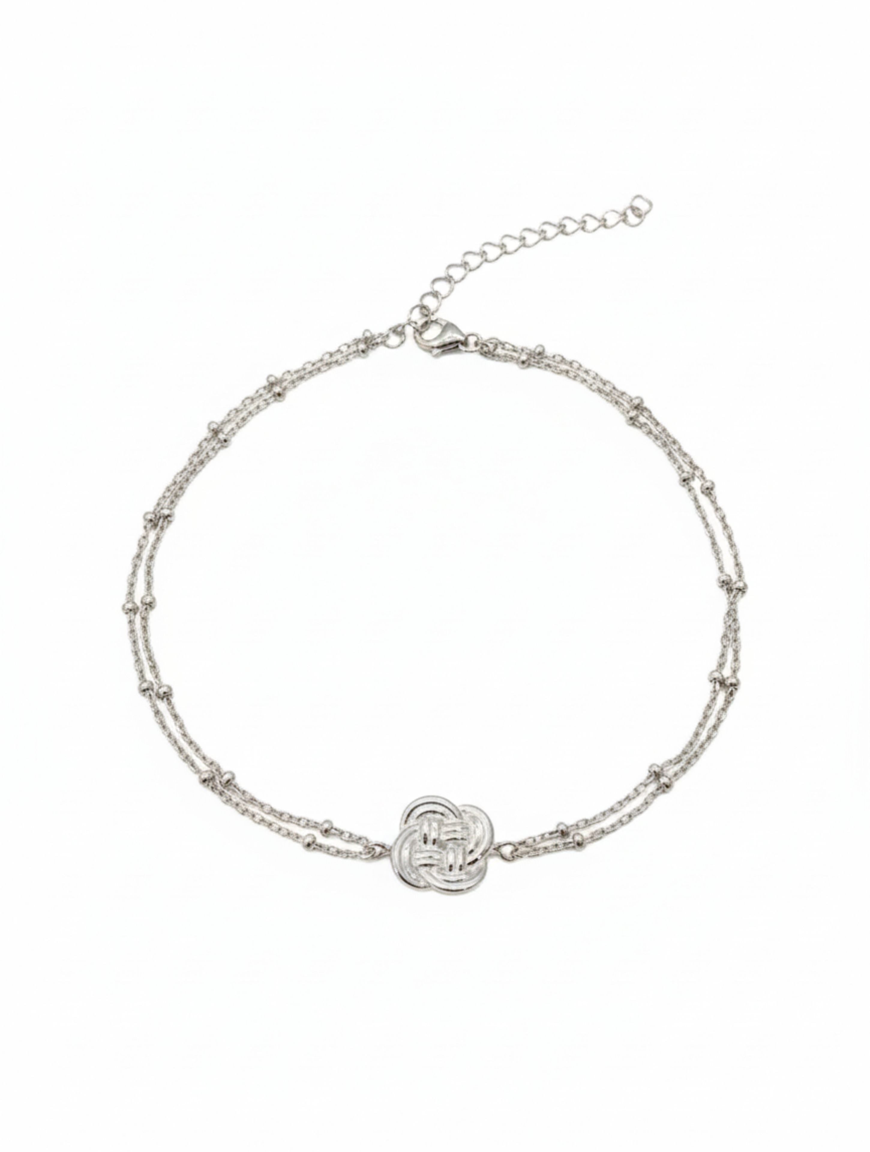 Eternal Knot Double-Layer 925 Sterling Silver Anklet