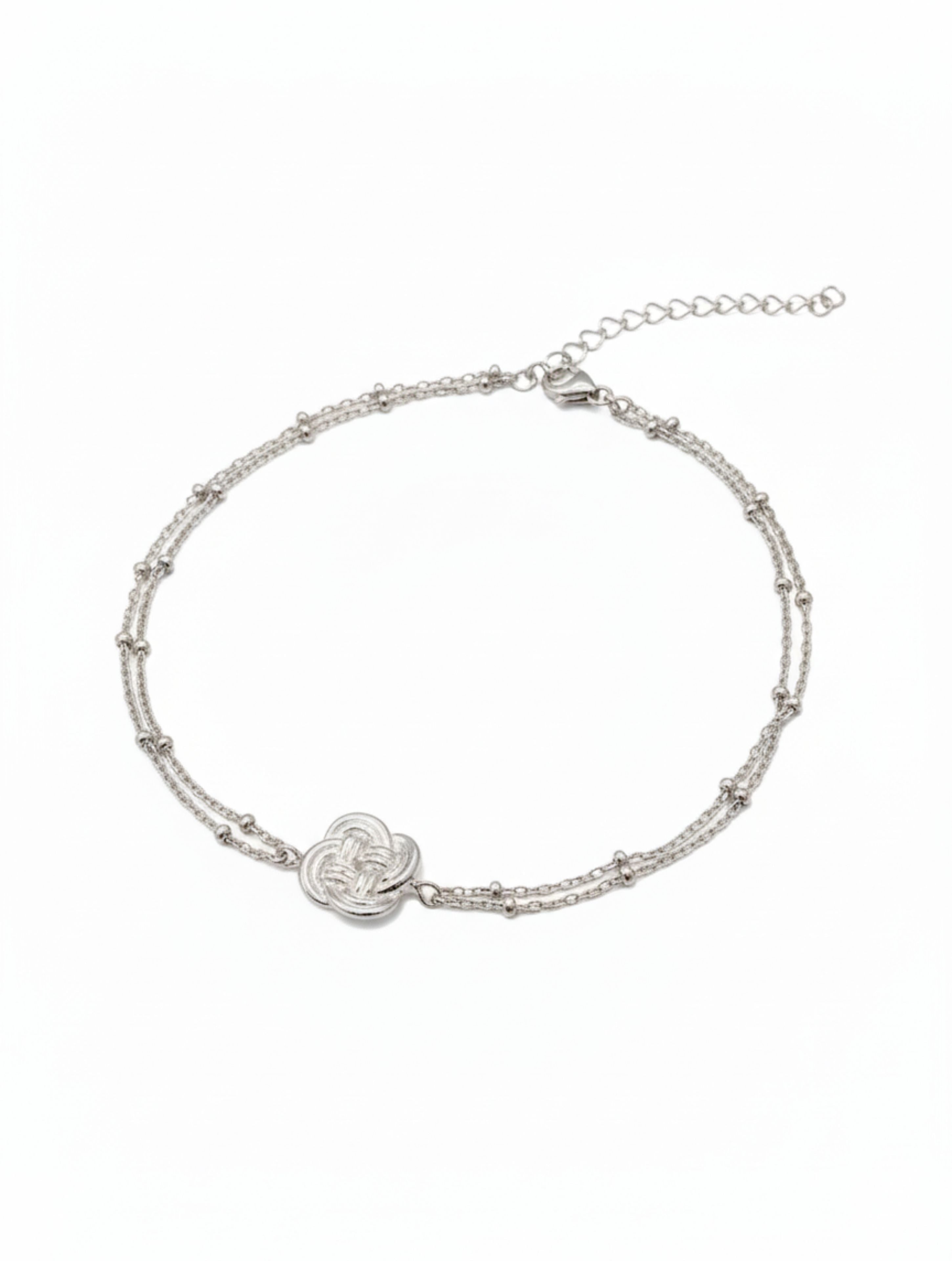 Eternal Knot Double-Layer 925 Sterling Silver Anklet